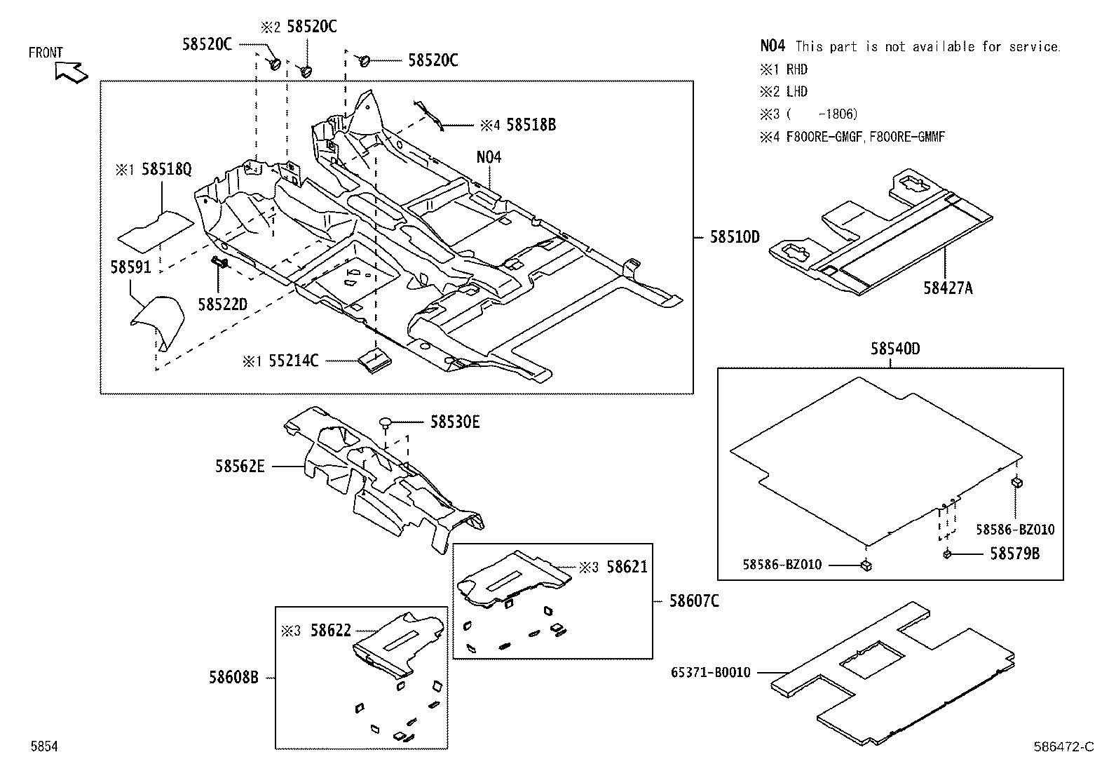 58579-BZ030 PAD, REAR FLOOR product image