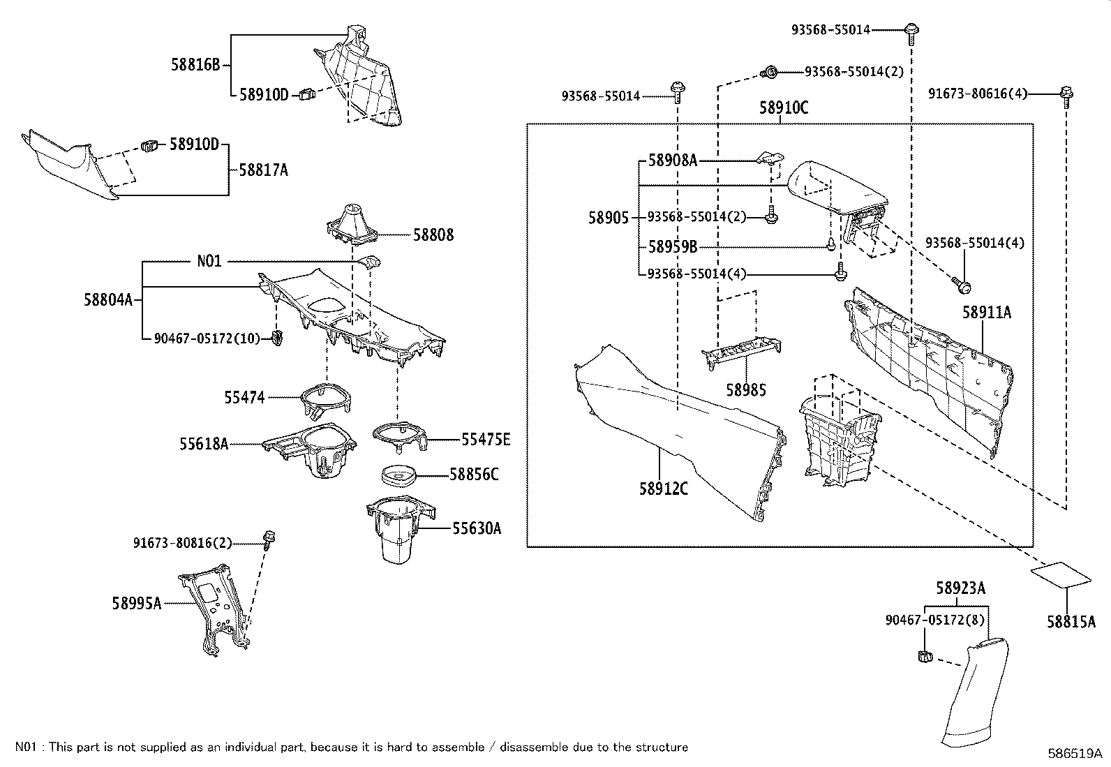 Toyota 58804-10030 PANEL SUB-ASSY, CONSOLE, UPPER