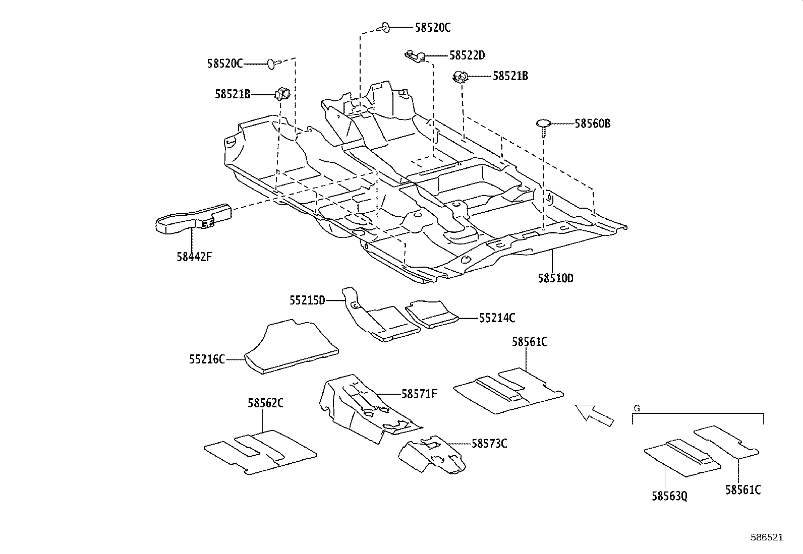 58571-0D080 PAD, FRONT FLOOR, FRONT product image