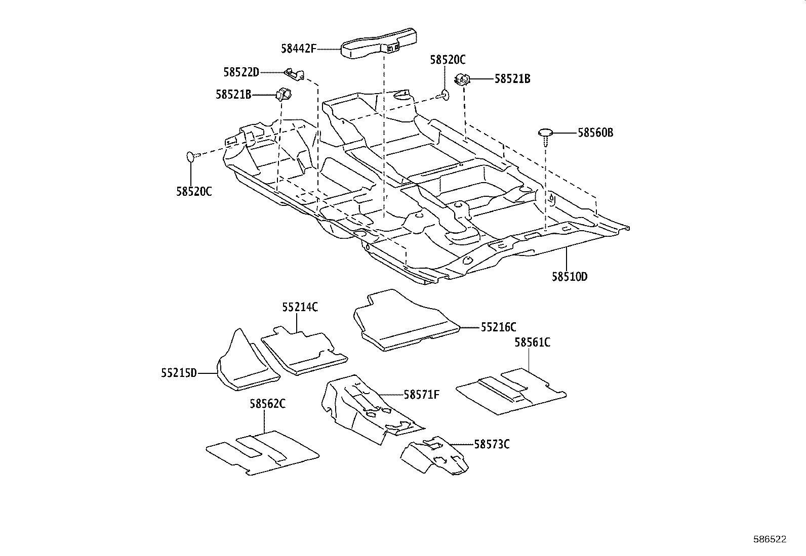 58571-0D040 PAD, FRONT FLOOR, FRONT product image