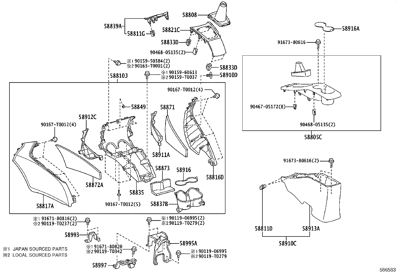 58907-0D030 HINGE SUB-ASSY, CONSOLE COMPARTMENT DOOR product image