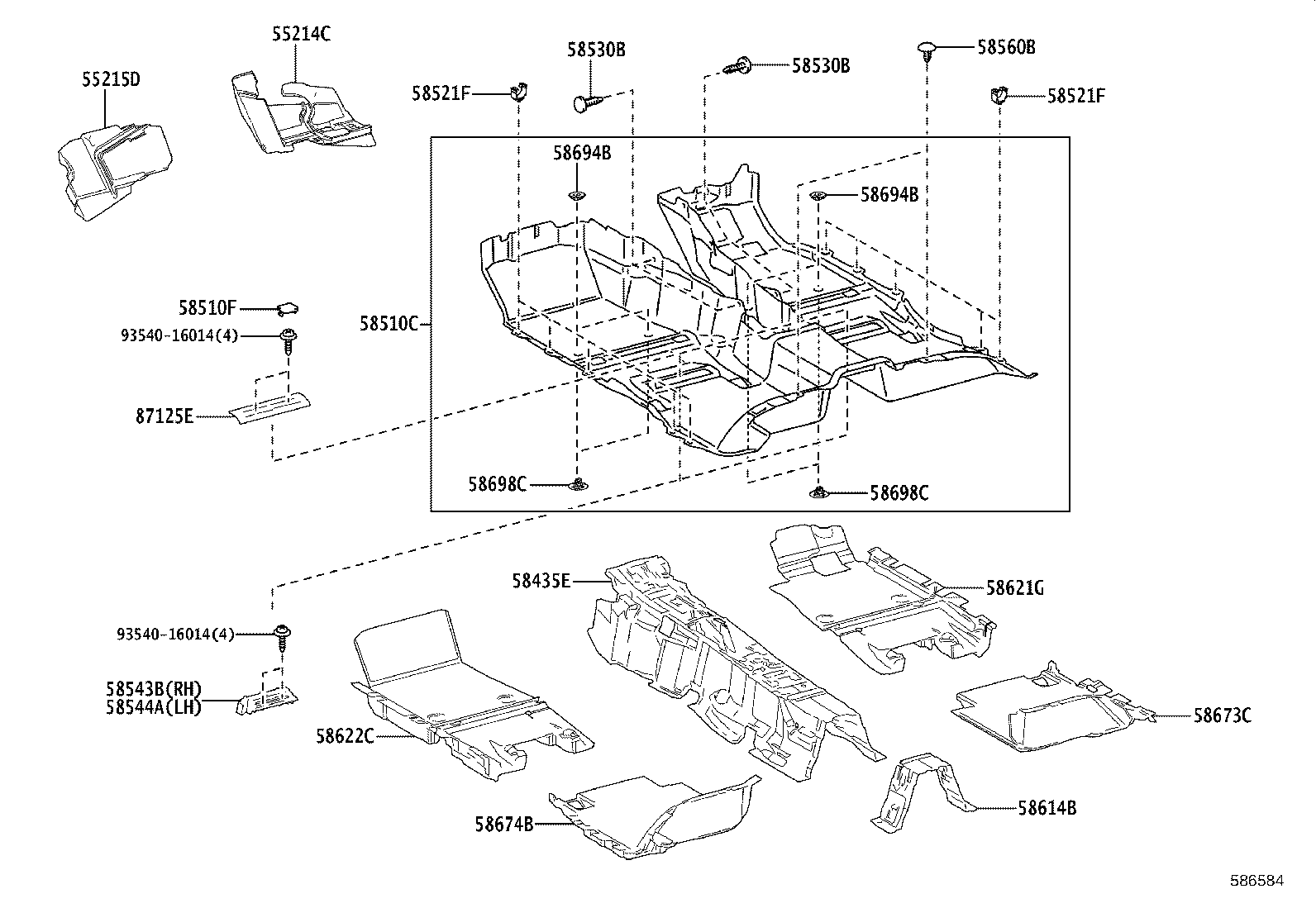 58544-40030 BRACKET, FLOOR CARPET, LH product image