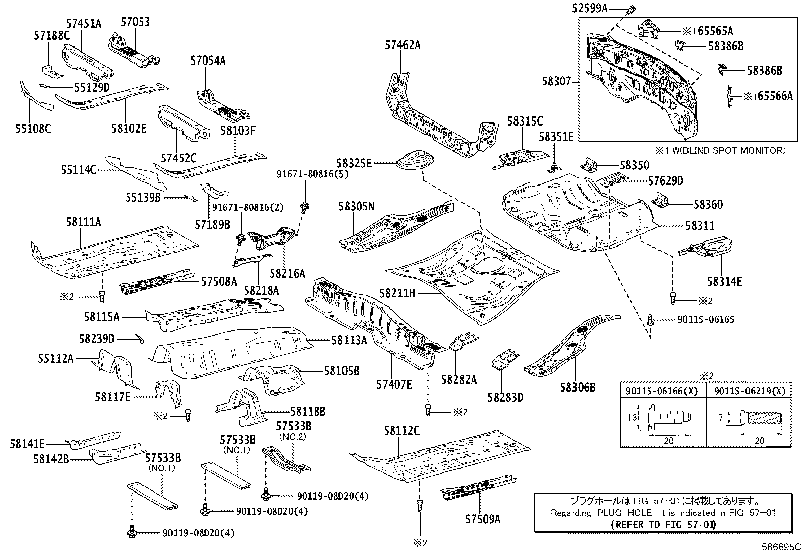 55109-76010 BRACE SUB-ASSY, DASH TO FRAME, LH product image