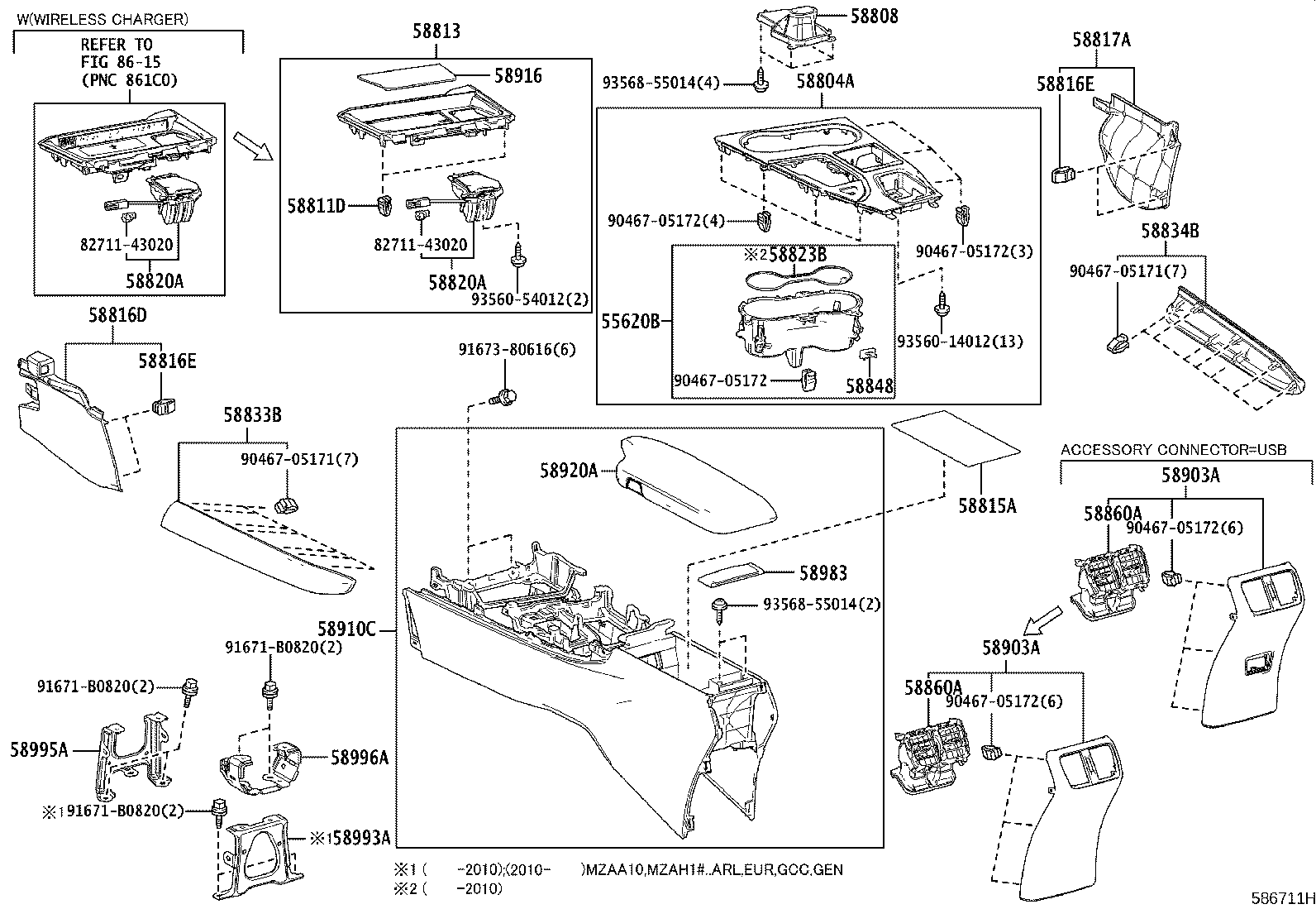 58804-76150 PANEL SUB-ASSY, CONSOLE, UPPER product image