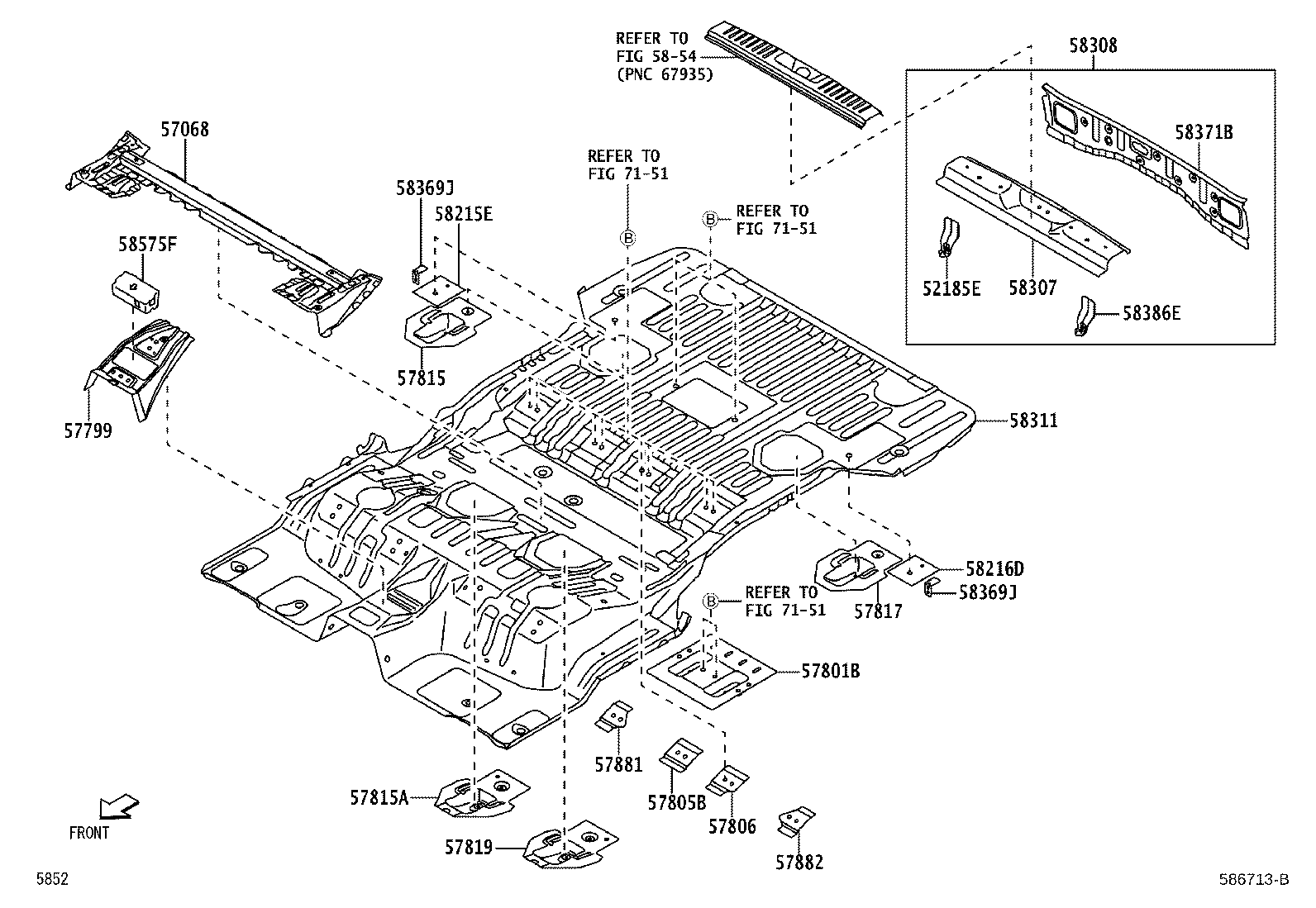 57602-BZ680 MEMBER SUB-ASSY, REAR FLOOR SIDE, FRONT LH product image