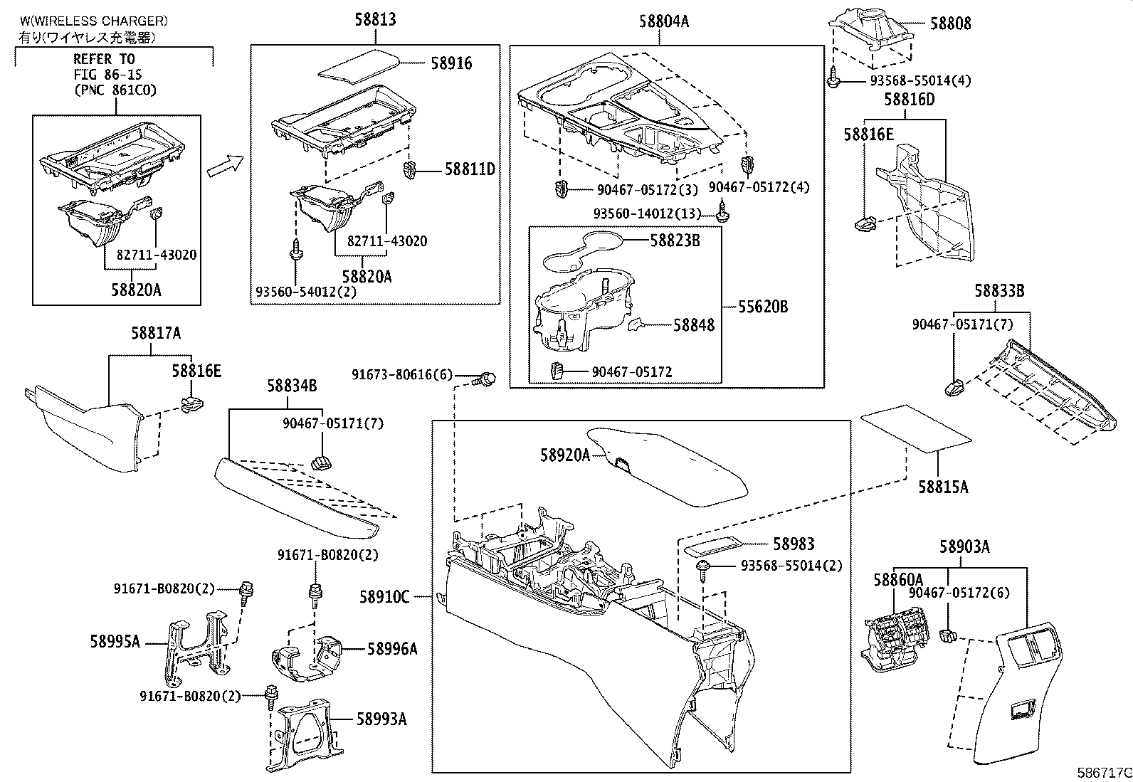 58804-76150 PANEL SUB-ASSY, CONSOLE, UPPER product image