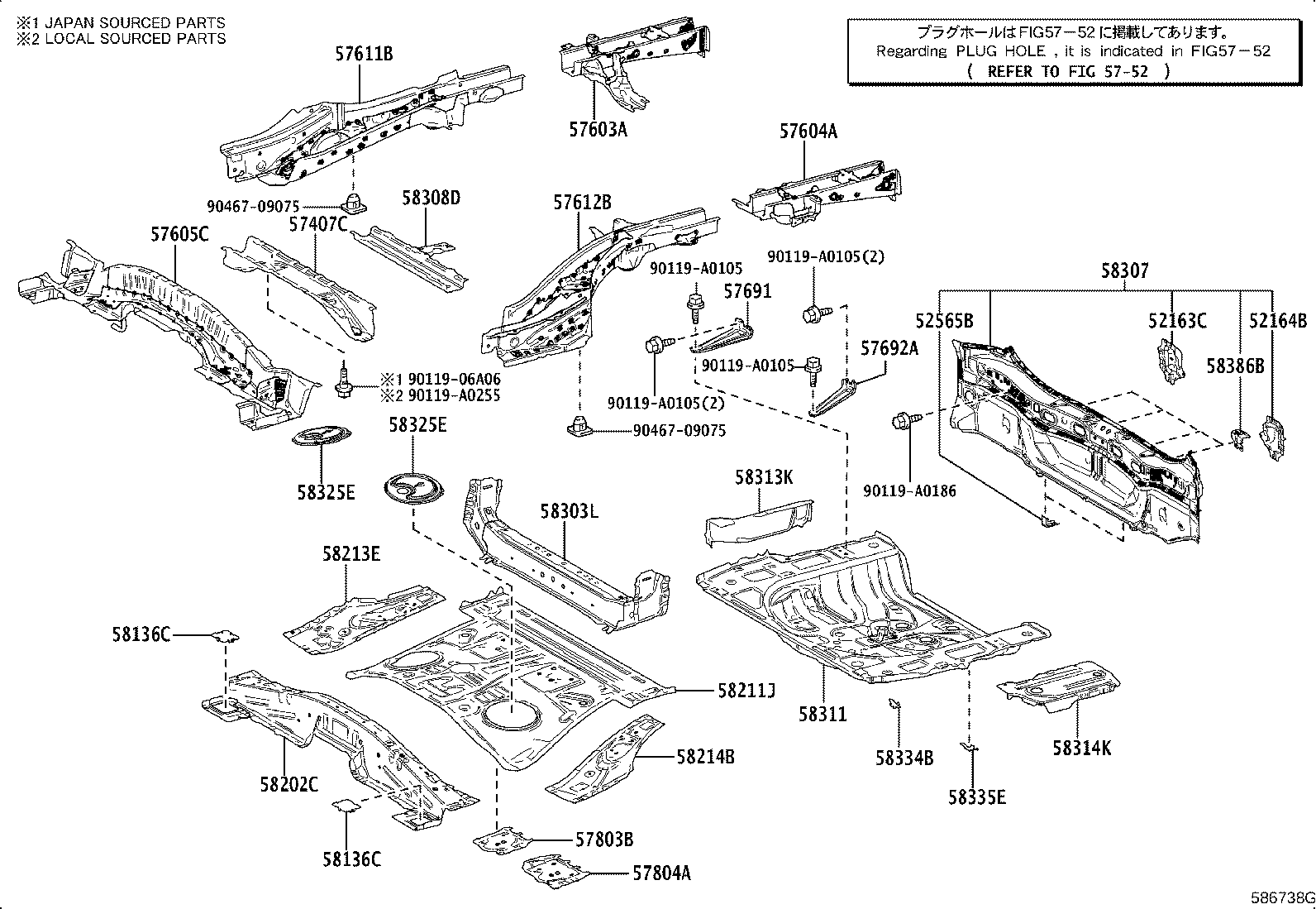Toyota 57407-0R010 MEMBER SUB-ASSY, CENTER FLOOR CROSS, NO.1