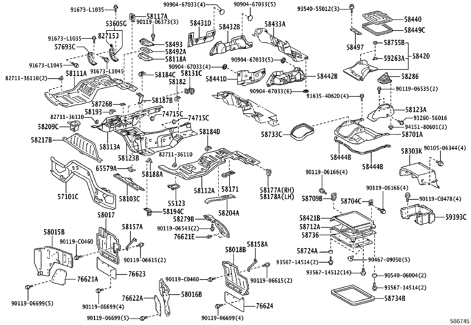 57101-0S030 CROSSMEMBER SUB-ASSY, FLOOR, NO.1 product image