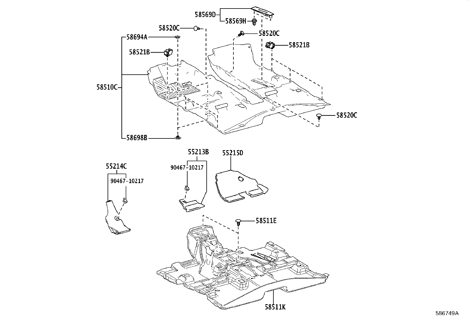 Toyota 55215-0R040 PAD, DASH PANEL INSULATOR, NO.3