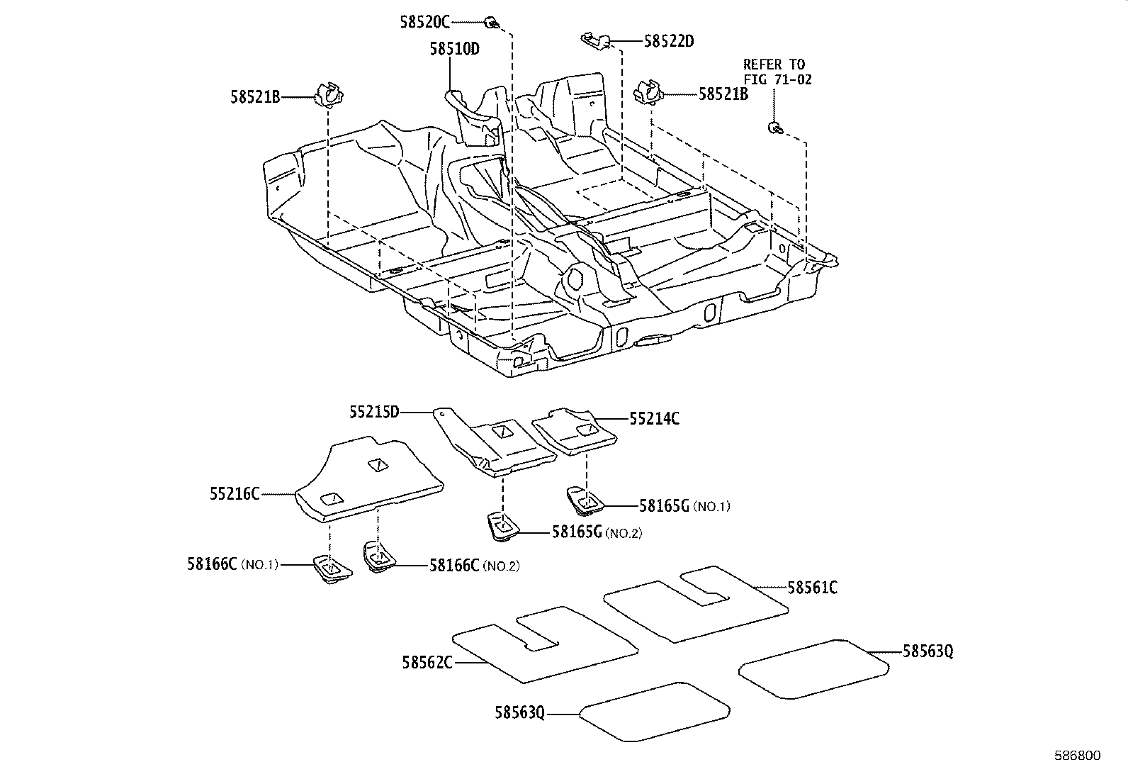 58561-52240 SILENCER, FRONT FLOOR, NO.1 product image