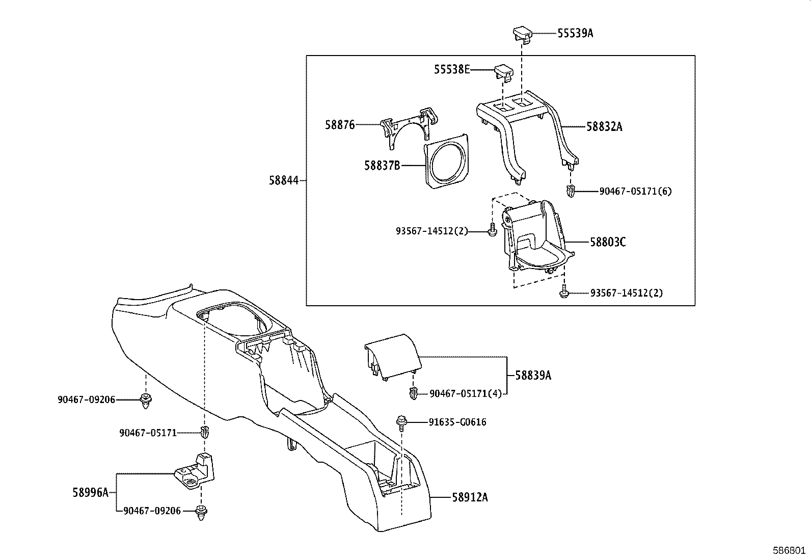 58996-52040 BRACKET, CONSOLE BOX MOUNTING, NO.2 product image