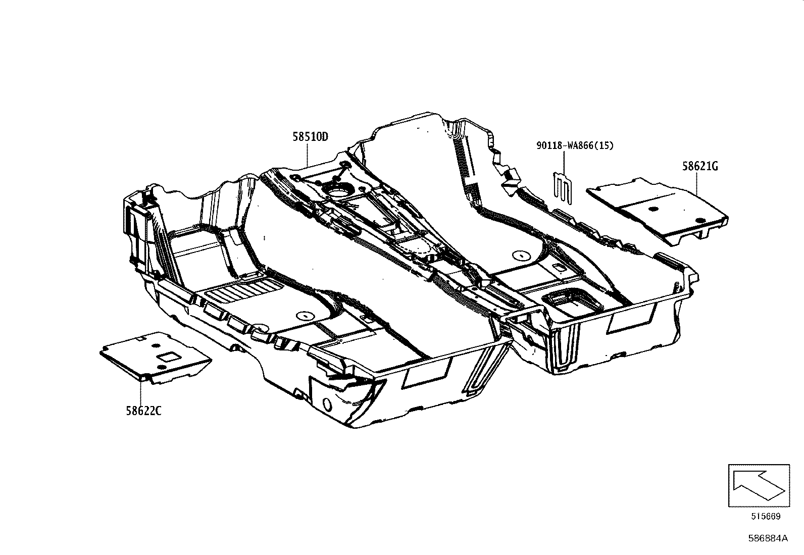 Toyota 58622-WAA01 PAD, FRONT FLOOR SILENCER, LH