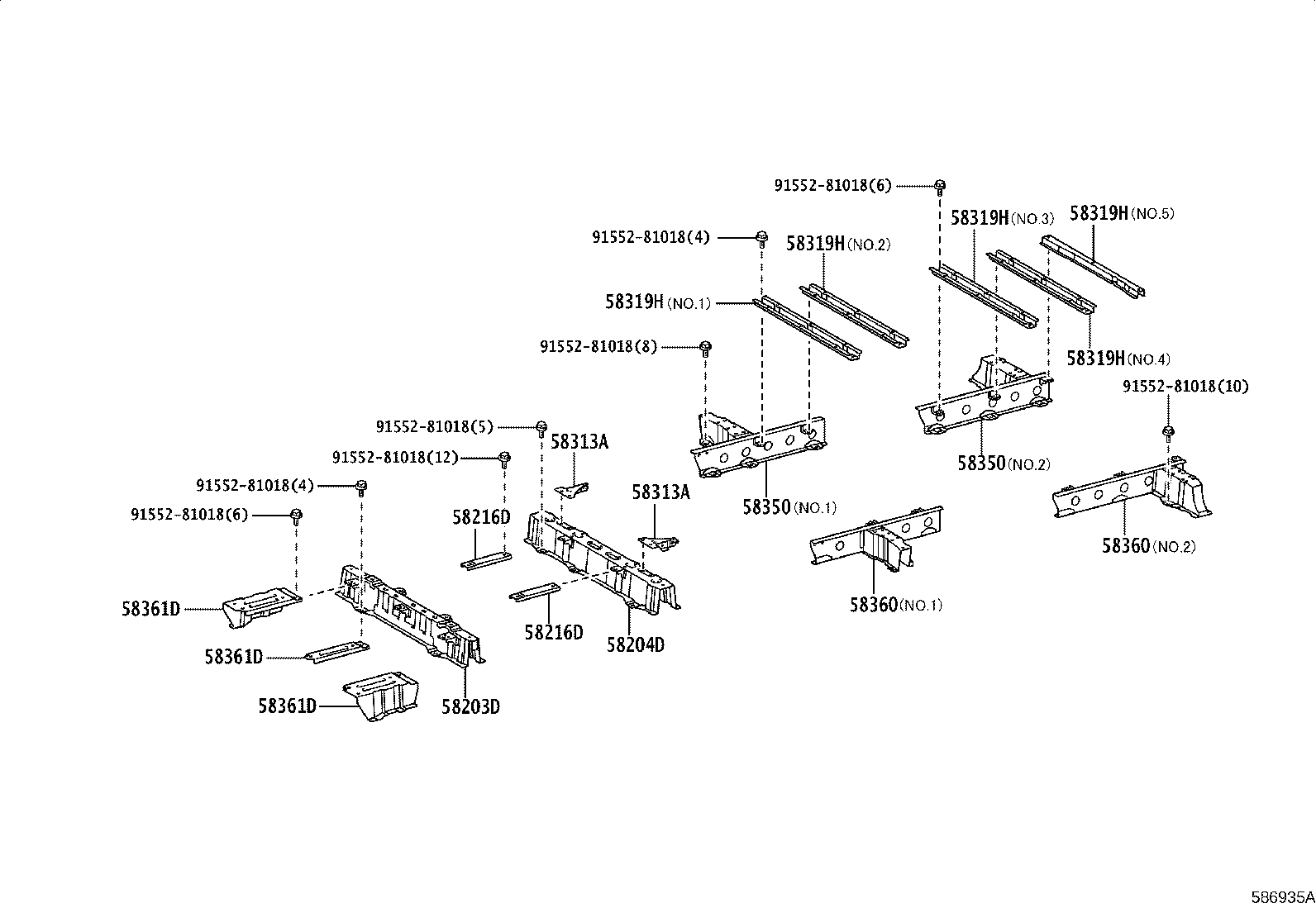57066-26151 MEMBER SUB-ASSY, REAR FLOOR CROSS, NO.6 product image