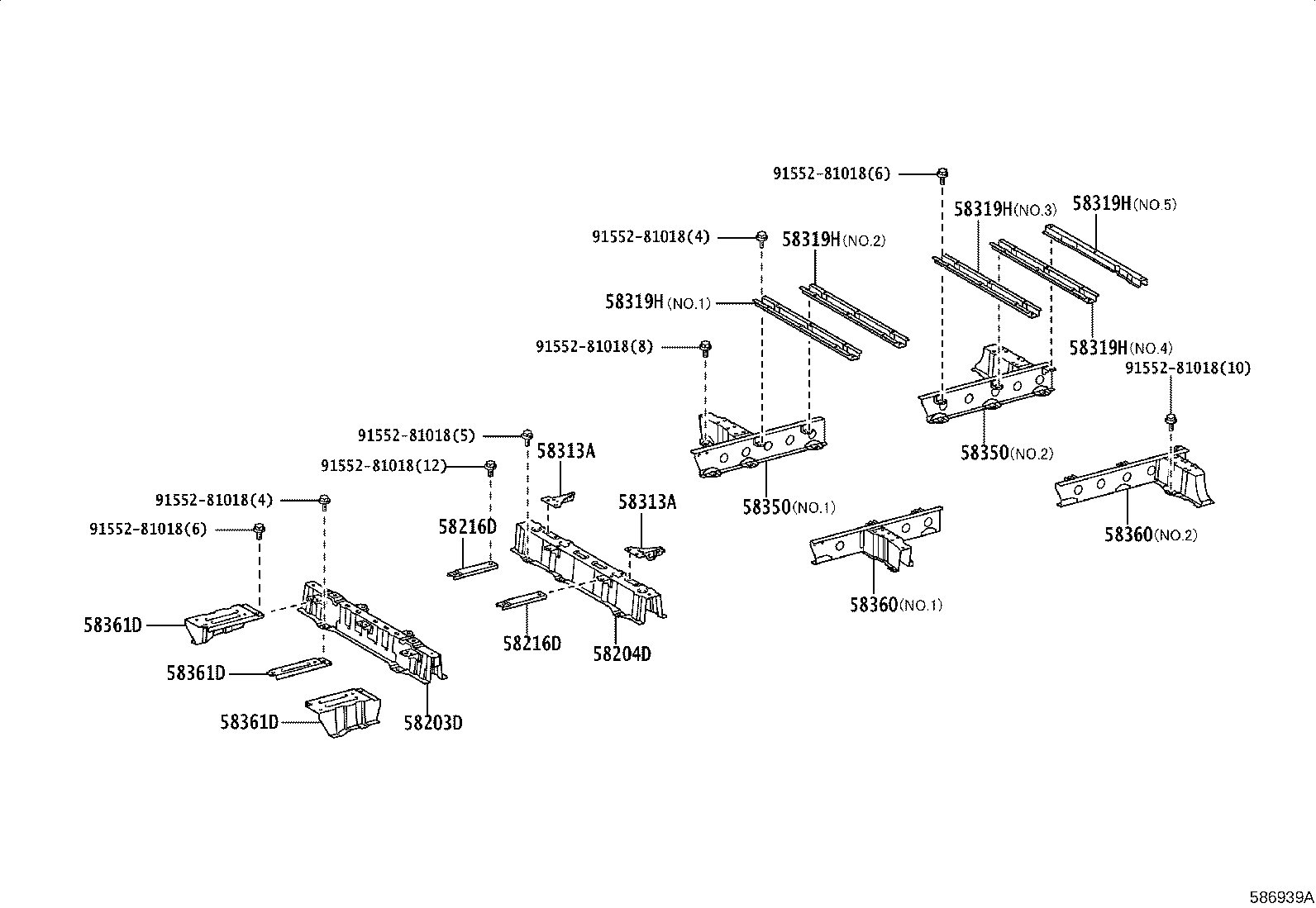 57066-26151 MEMBER SUB-ASSY, REAR FLOOR CROSS, NO.6 product image