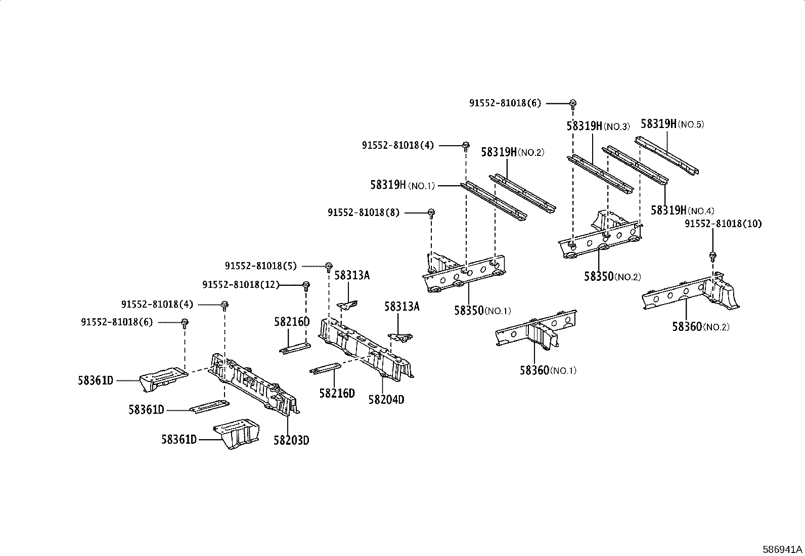 57066-26151 MEMBER SUB-ASSY, REAR FLOOR CROSS, NO.6 product image