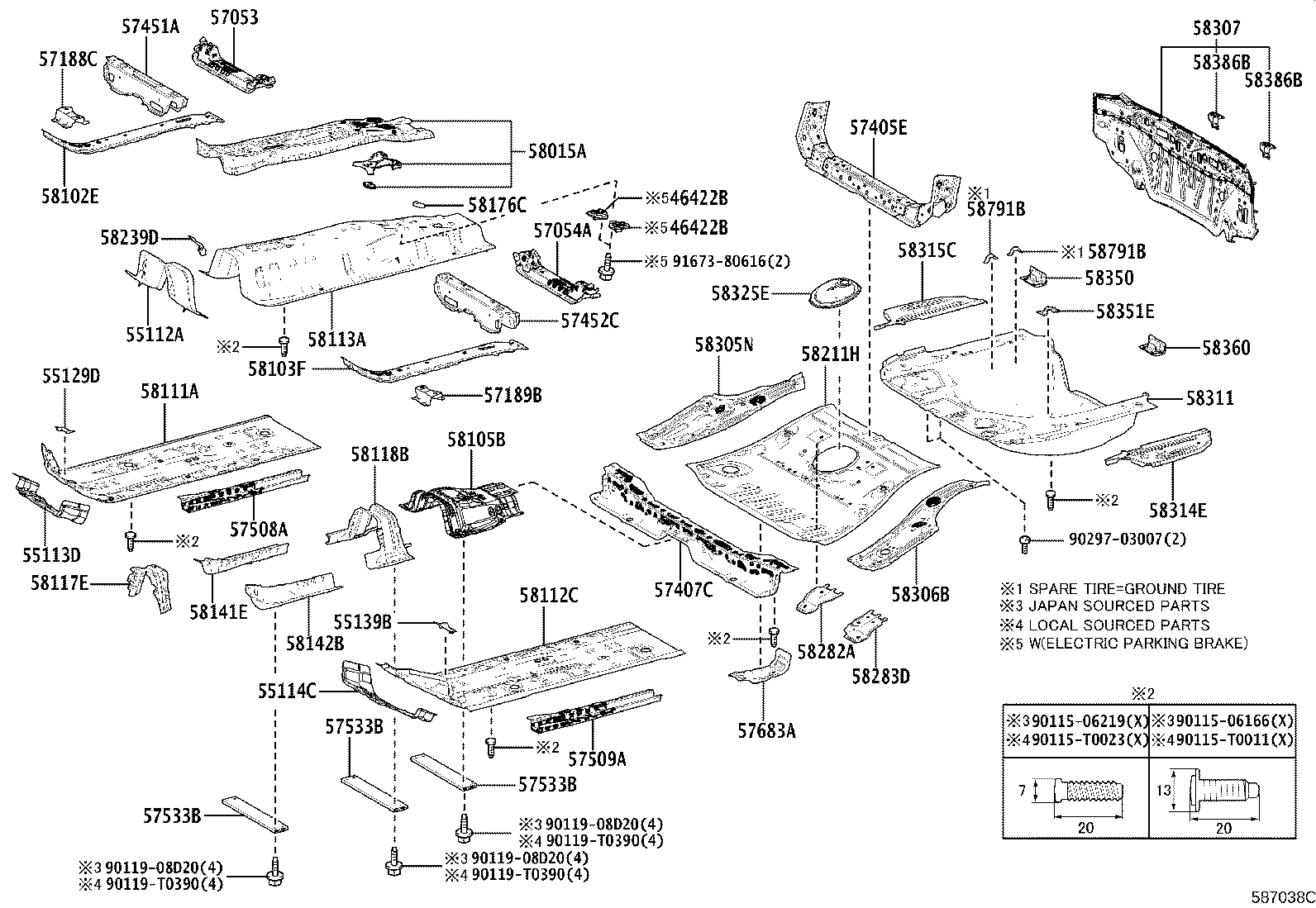 57053-02130 REINFORCEMENT SUB-ASSY, FRONT FLOOR CROSS MEMBER, RH product image