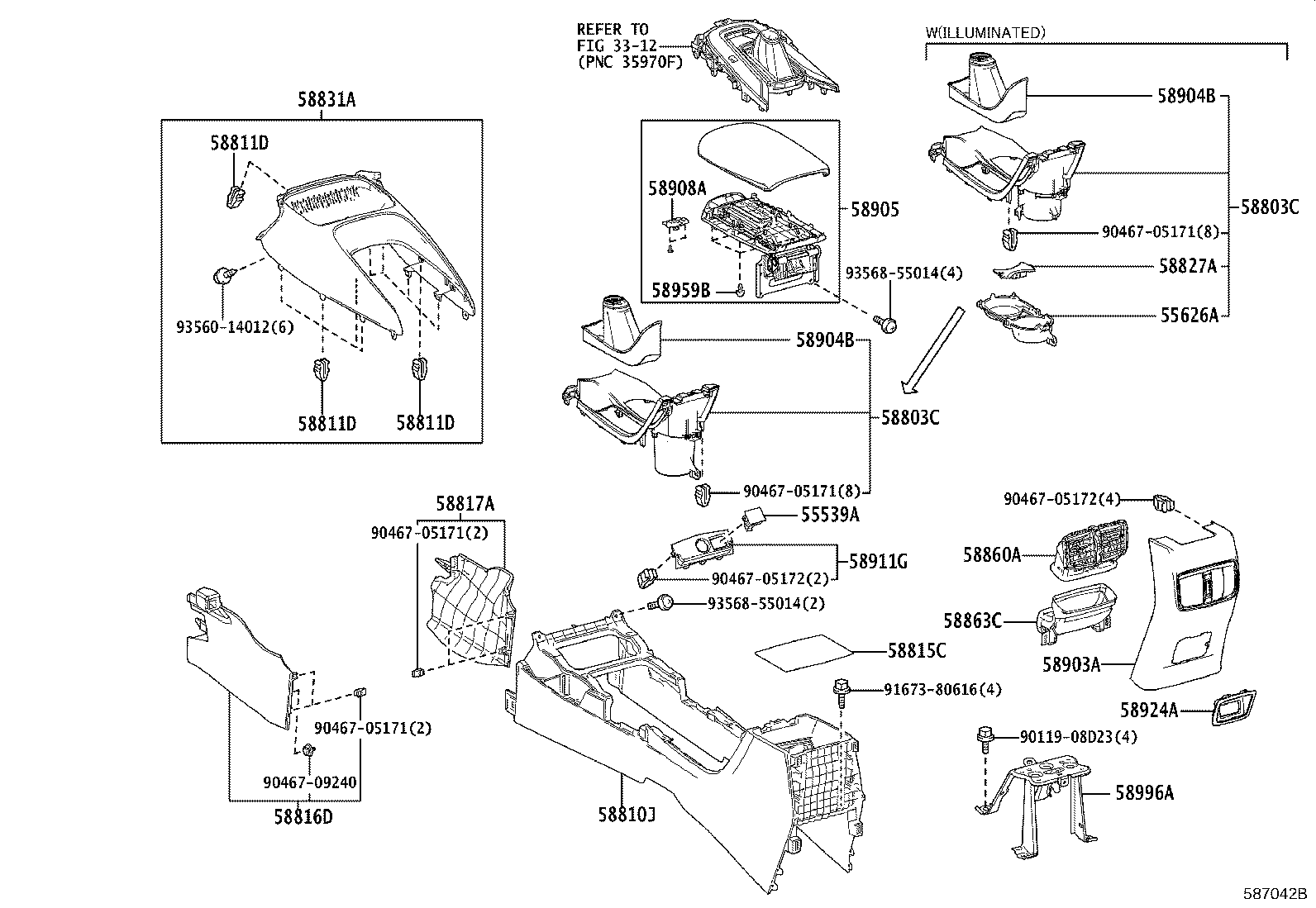 58910-02870-C2 BOX ASSY, CONSOLE, REAR product image