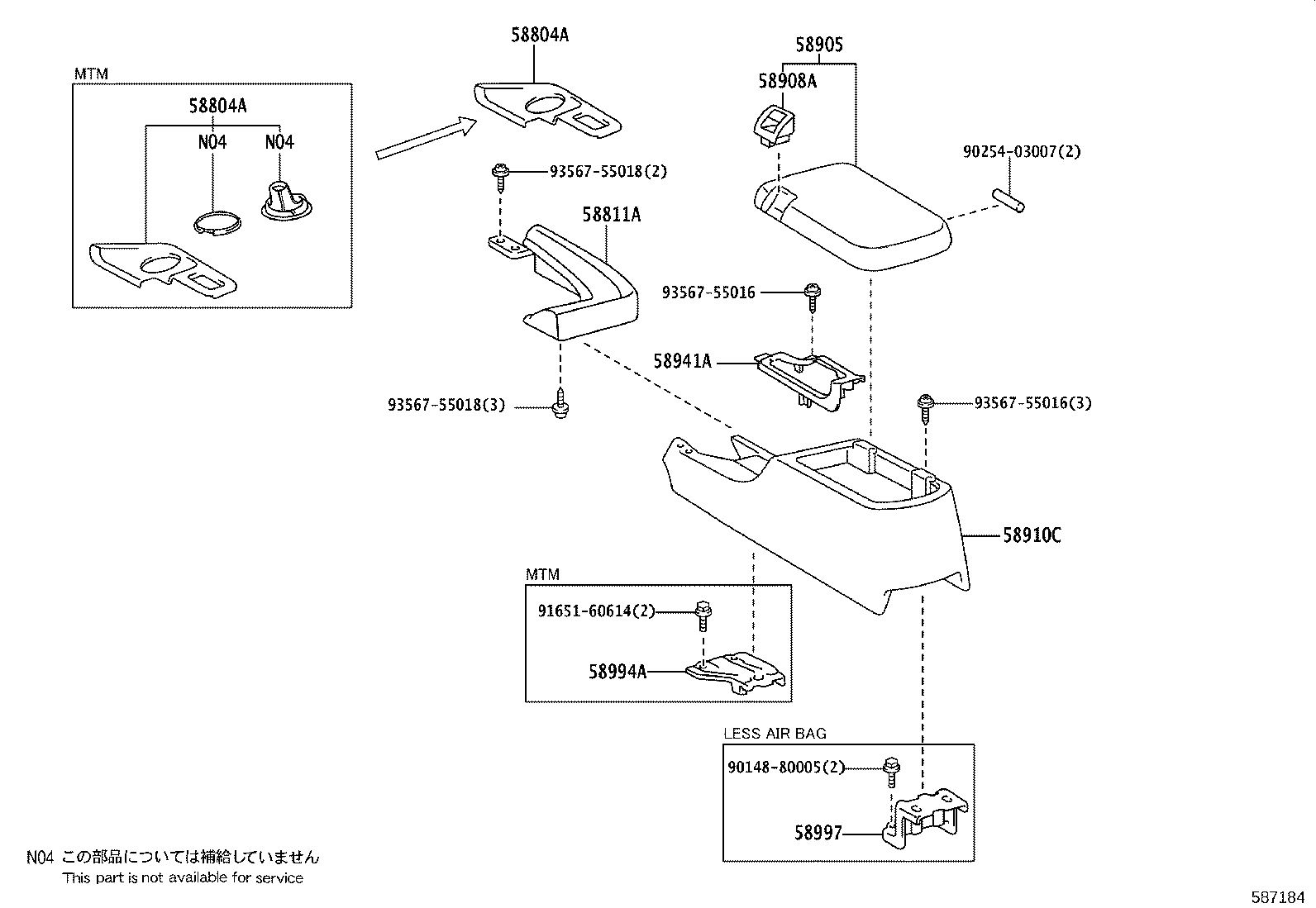 58804-14040 PANEL SUB-ASSY, CONSOLE, UPPER product image