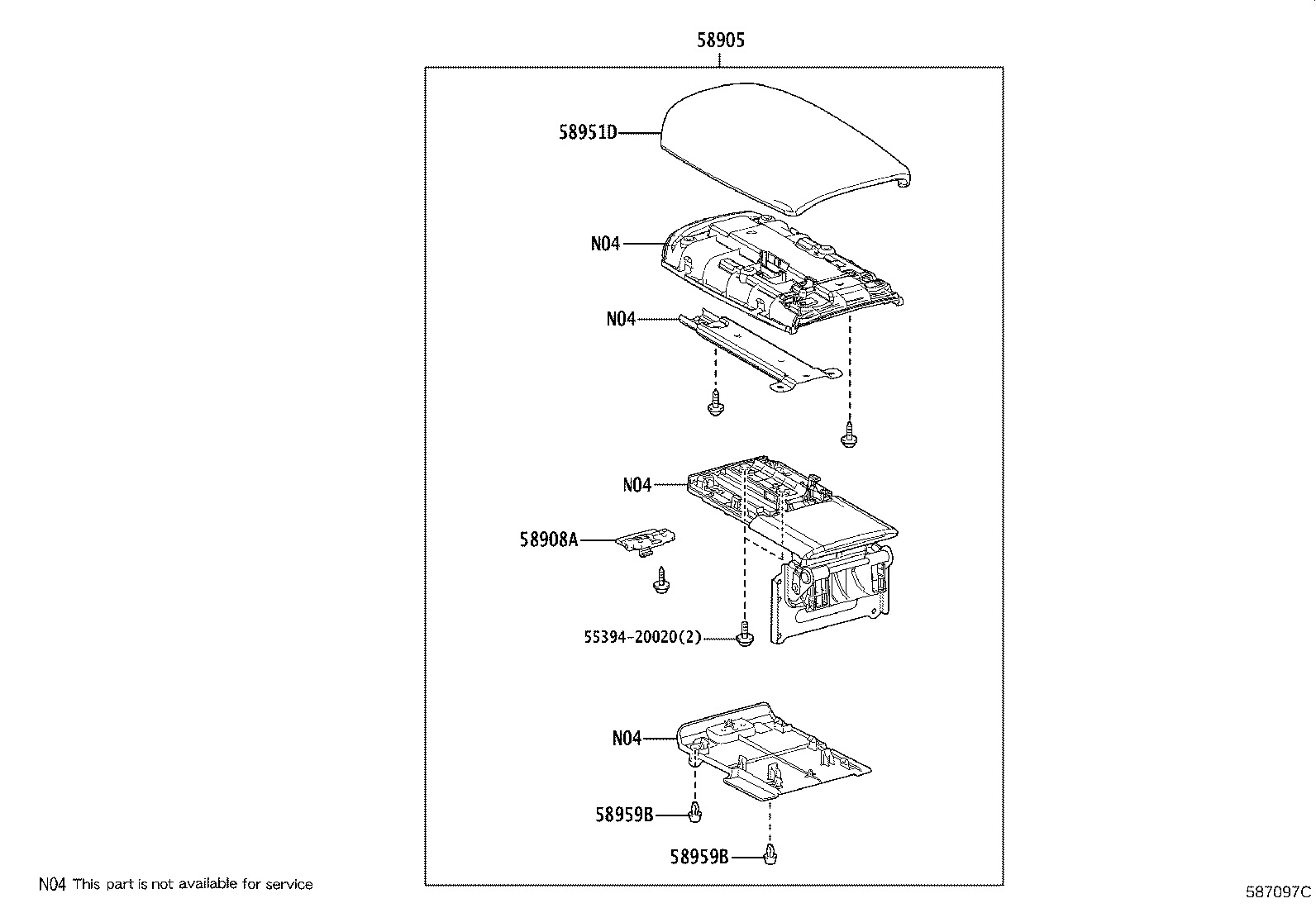 58910-02B71 BOX ASSY, CONSOLE, REAR product image