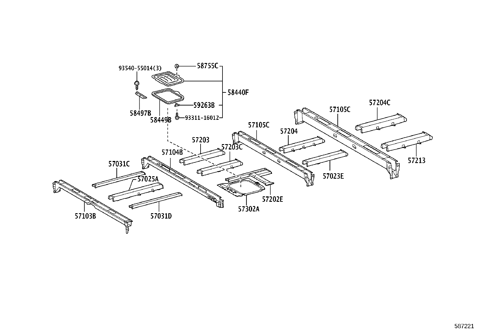 57104-36381 CROSSMEMBER SUB-ASSY, FLOOR, NO.4 product image