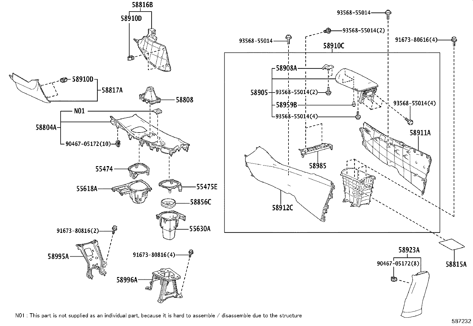 58804-10080 PANEL SUB-ASSY, CONSOLE, UPPER product image