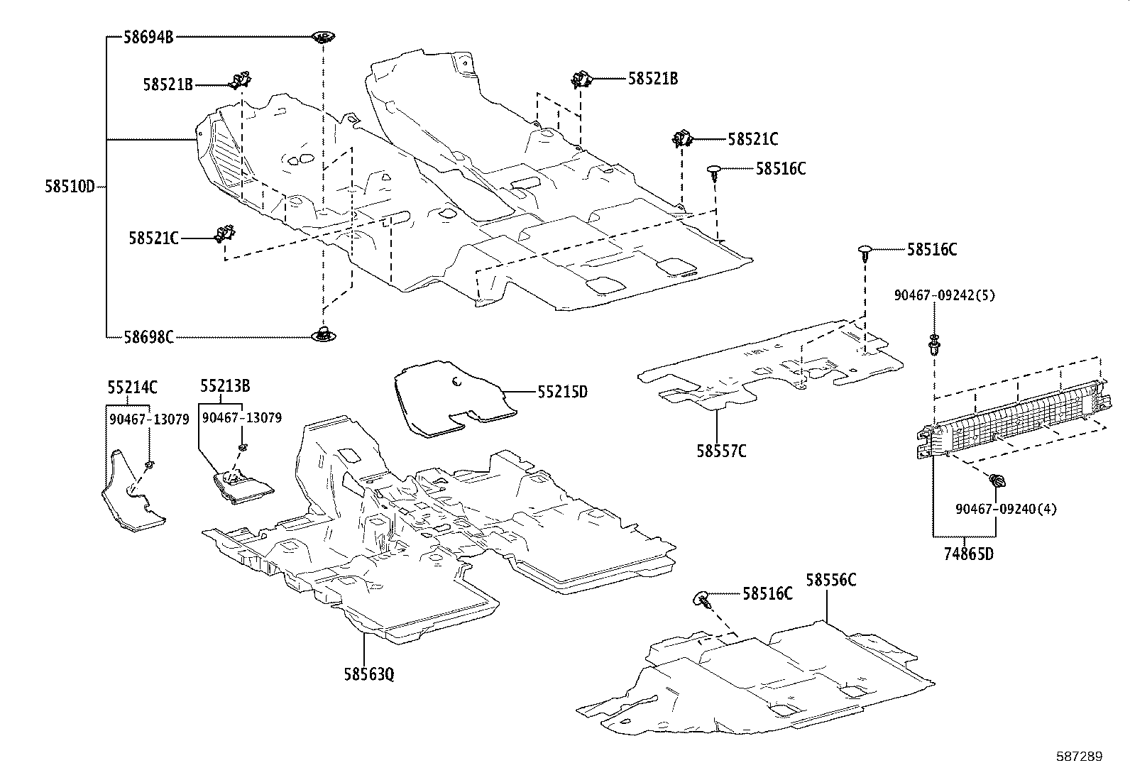 55213-0E080 PAD, DASH PANEL INSULATOR, NO.1 product image