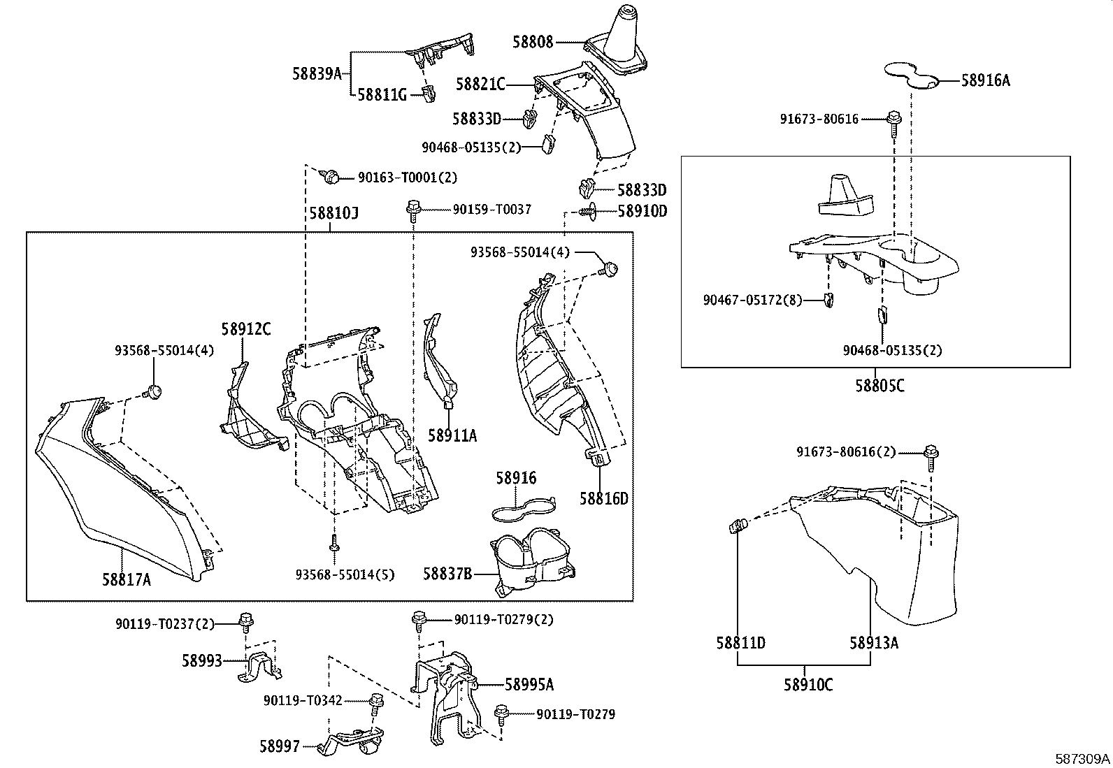 58905-0D140-C5 DOOR SUB-ASSY, CONSOLE COMPARTMENT product image