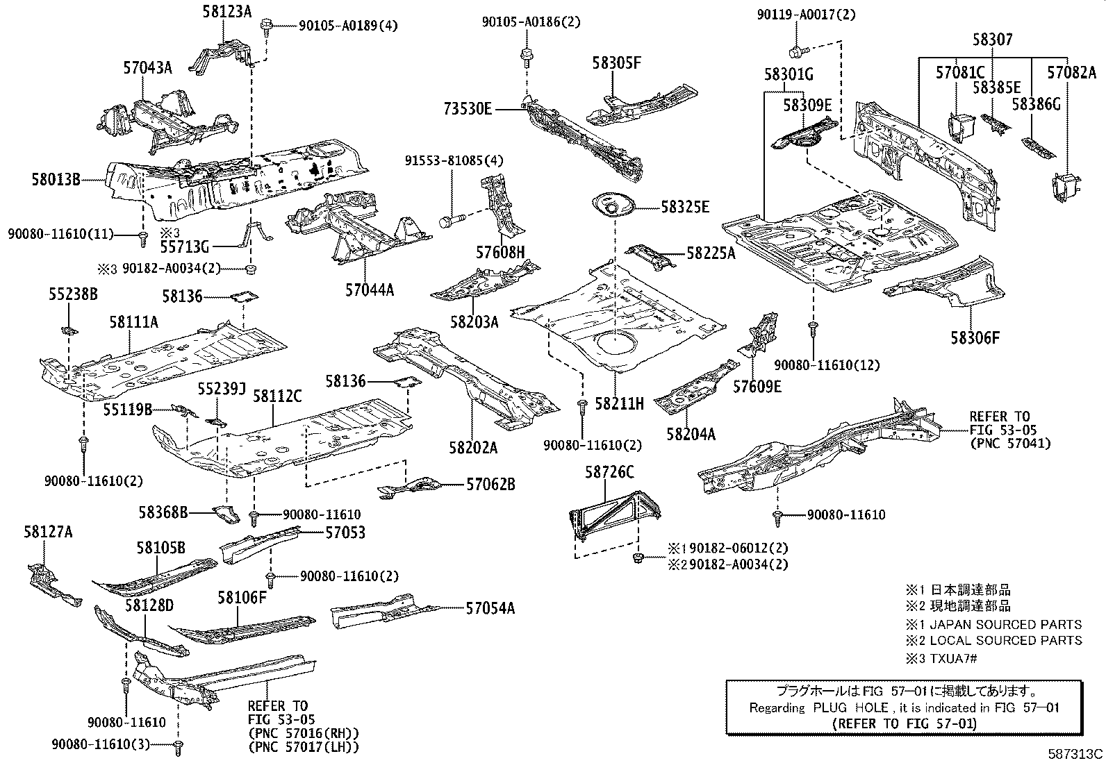 Toyota 58013-0E060 PANEL SUB-ASSY, FRONT FLOOR, CENTER