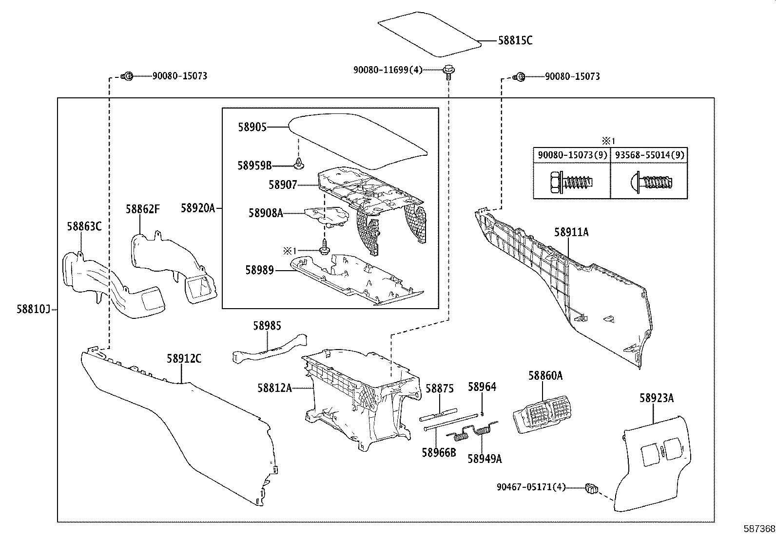 58862-06170 DUCT, CONSOLE BOX, NO.2 product image