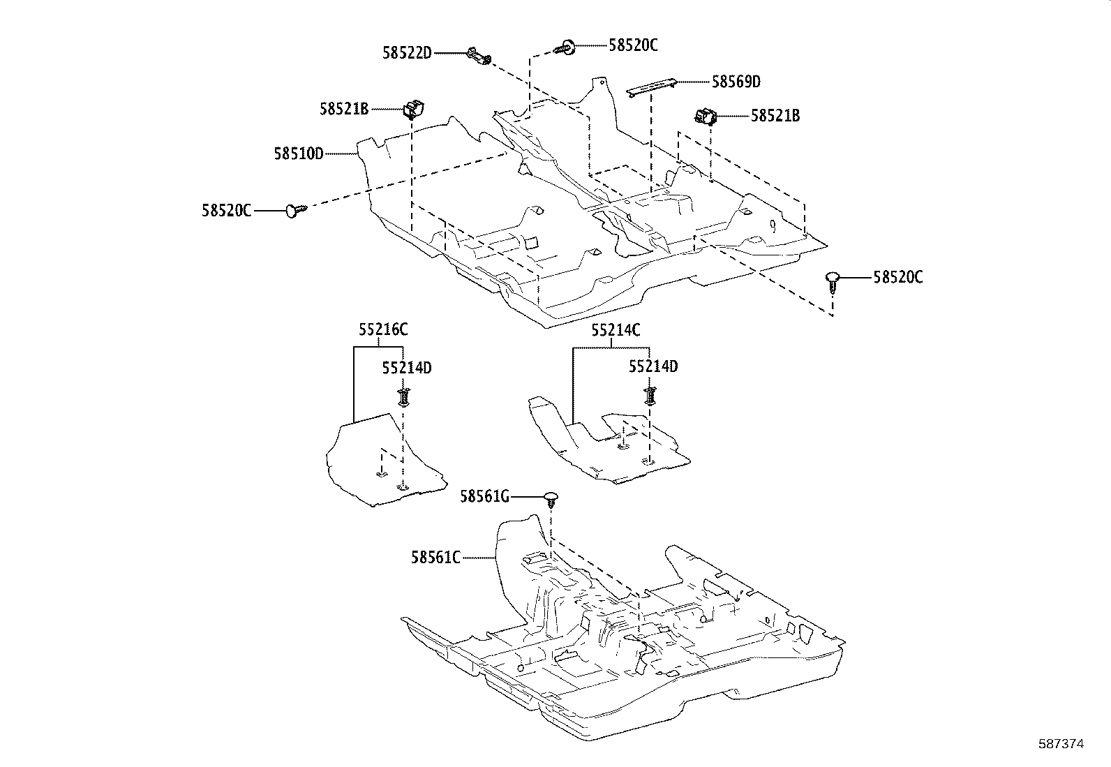 55214-52210 PAD, DASH PANEL INSULATOR, NO.2 product image