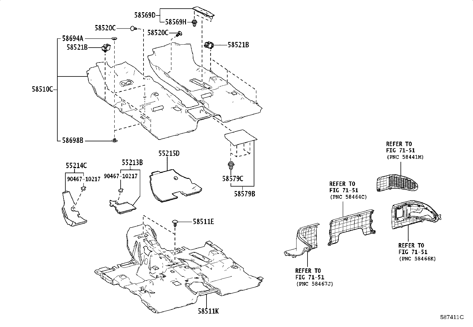 Toyota 58511-42070 MAT, FLOOR, NO.1