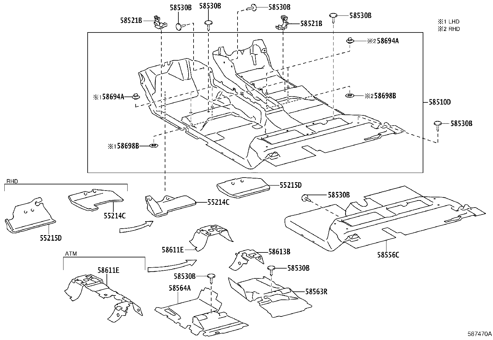 58500-0KB20-C0 CARPET ASSY, FLOOR, FRONT product image