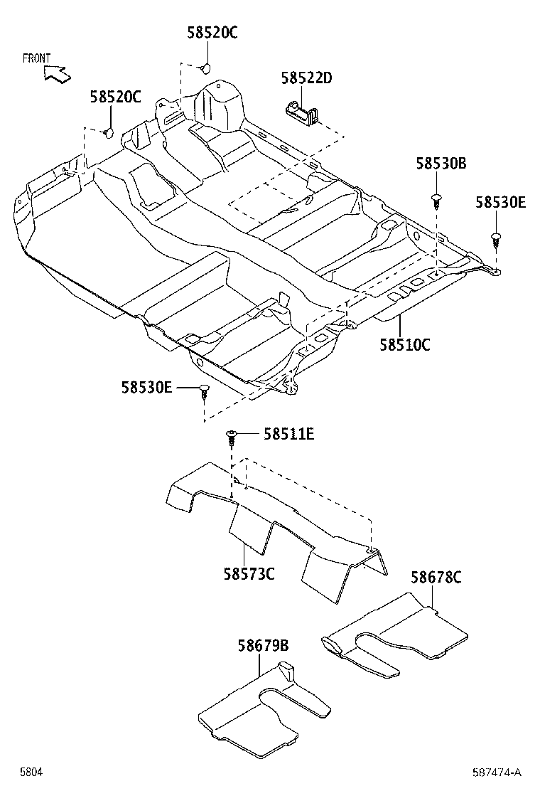 58066-B1010 PAD, REAR FLOOR SILENCER, NO.1 FRONT LH product image