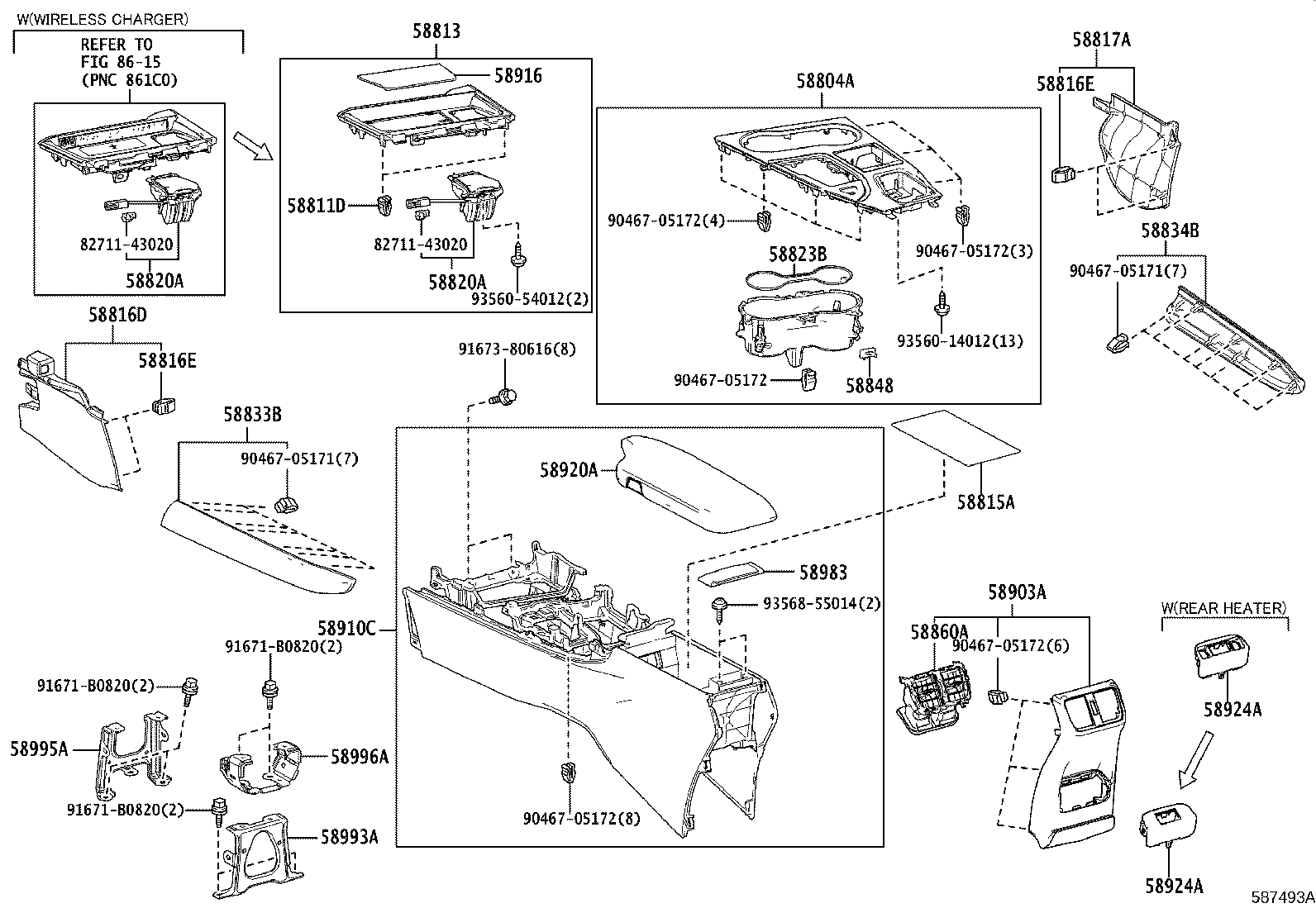 58910-76070 BOX ASSY, CONSOLE, REAR product image