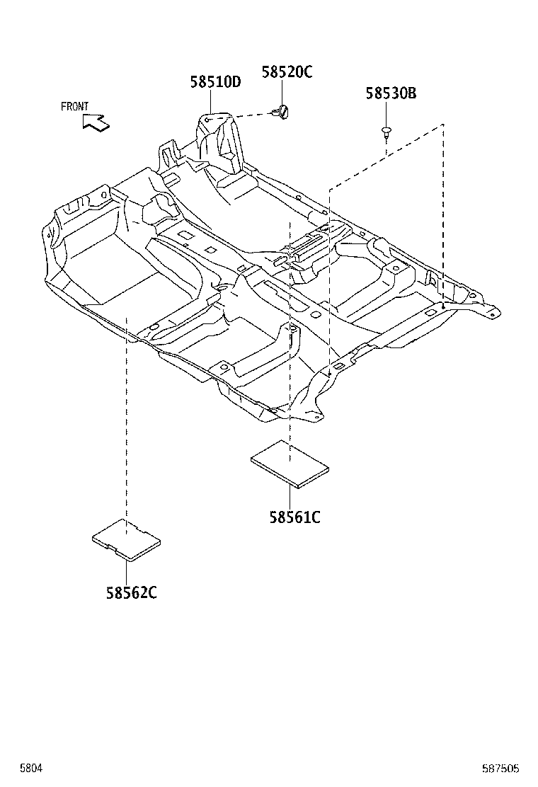 58561-B2070 SILENCER, FRONT FLOOR, NO.1 product image