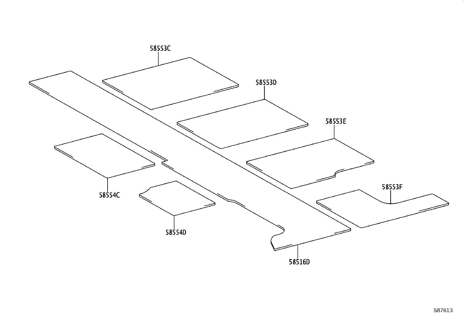 58579-36110 PLATE, REAR FLOOR MAT SUPPORT SIDE, NO.3 product image