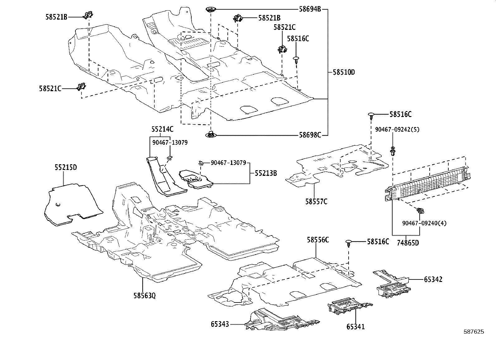 55213-0E080 PAD, DASH PANEL INSULATOR, NO.1 product image