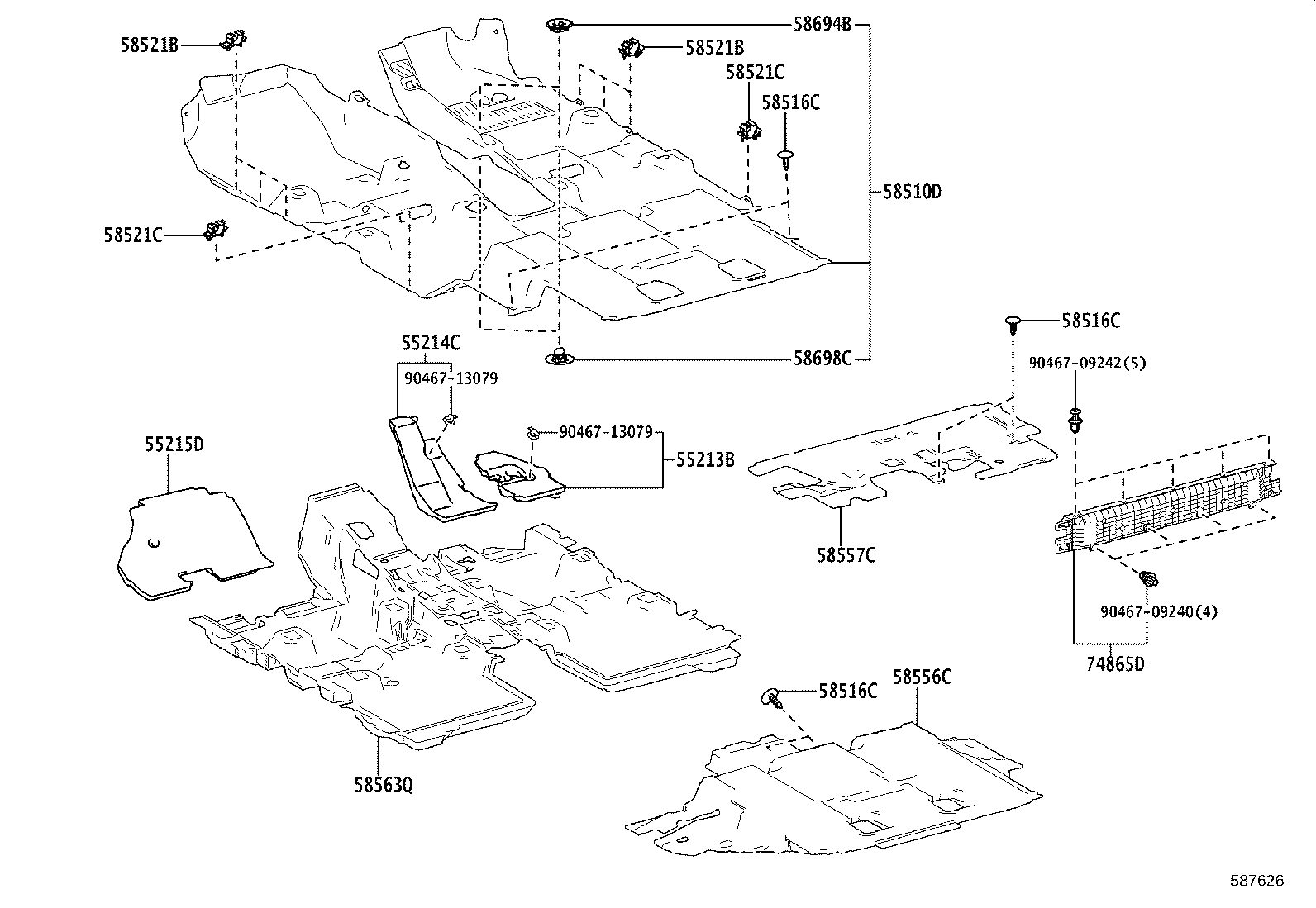 55213-0E080 PAD, DASH PANEL INSULATOR, NO.1 product image
