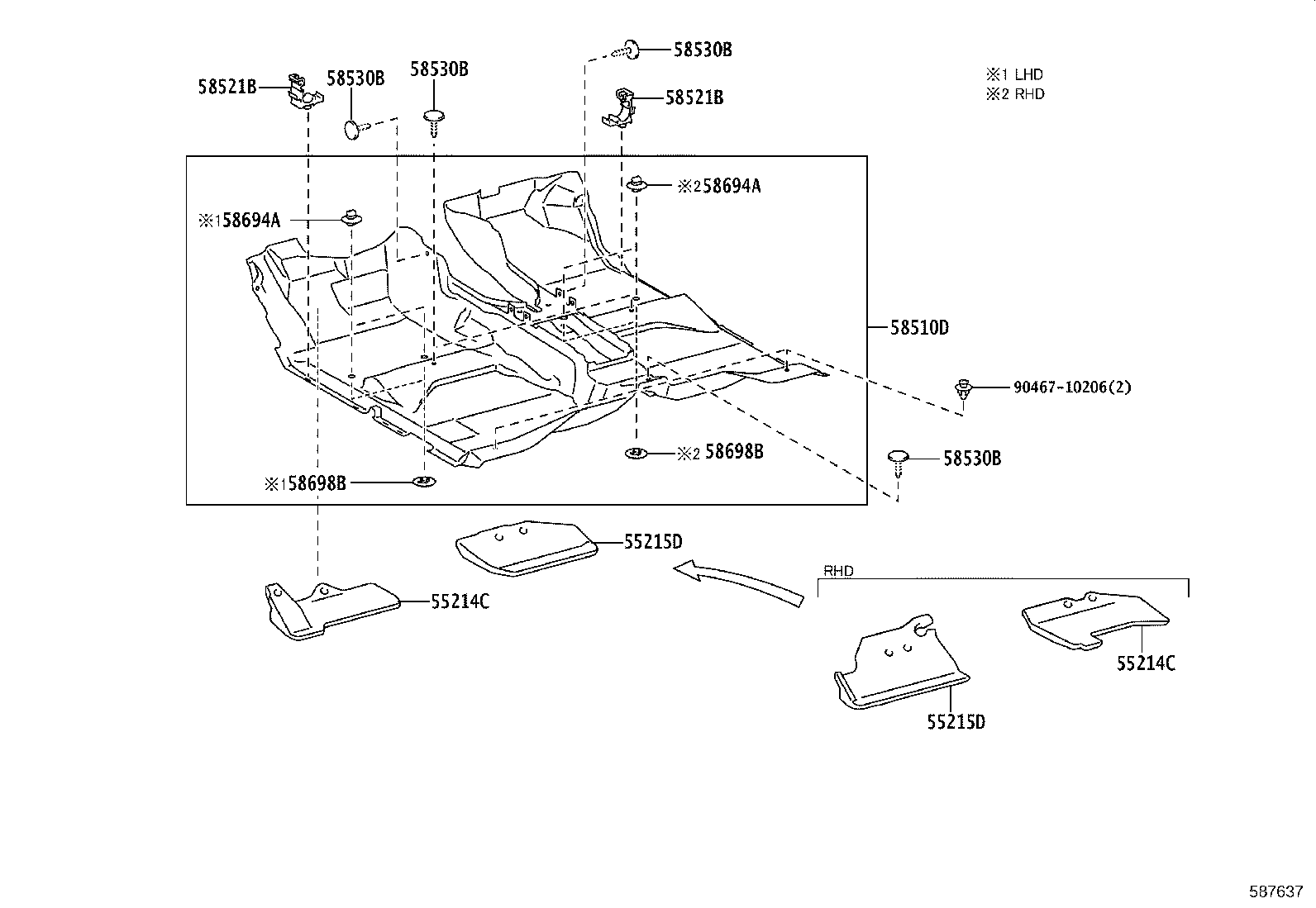 58500-0KB20-C0 CARPET ASSY, FLOOR, FRONT product image