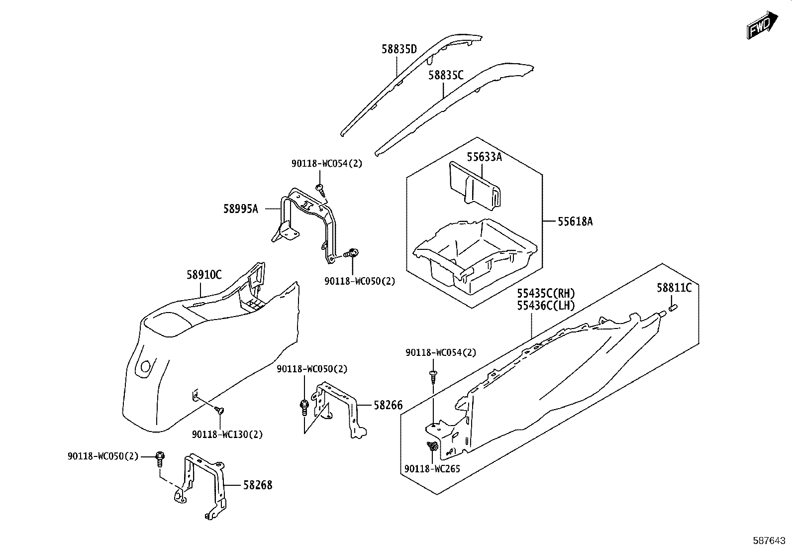 58810-WC002 BOX ASSY, CONSOLE, REAR product image