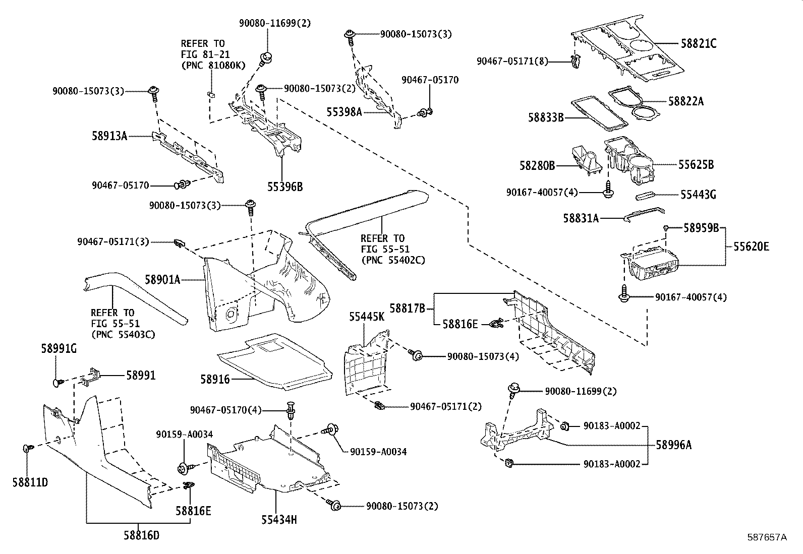 Toyota 55396-08010 BRACKET, CONSOLE MOUNTING, NO.4