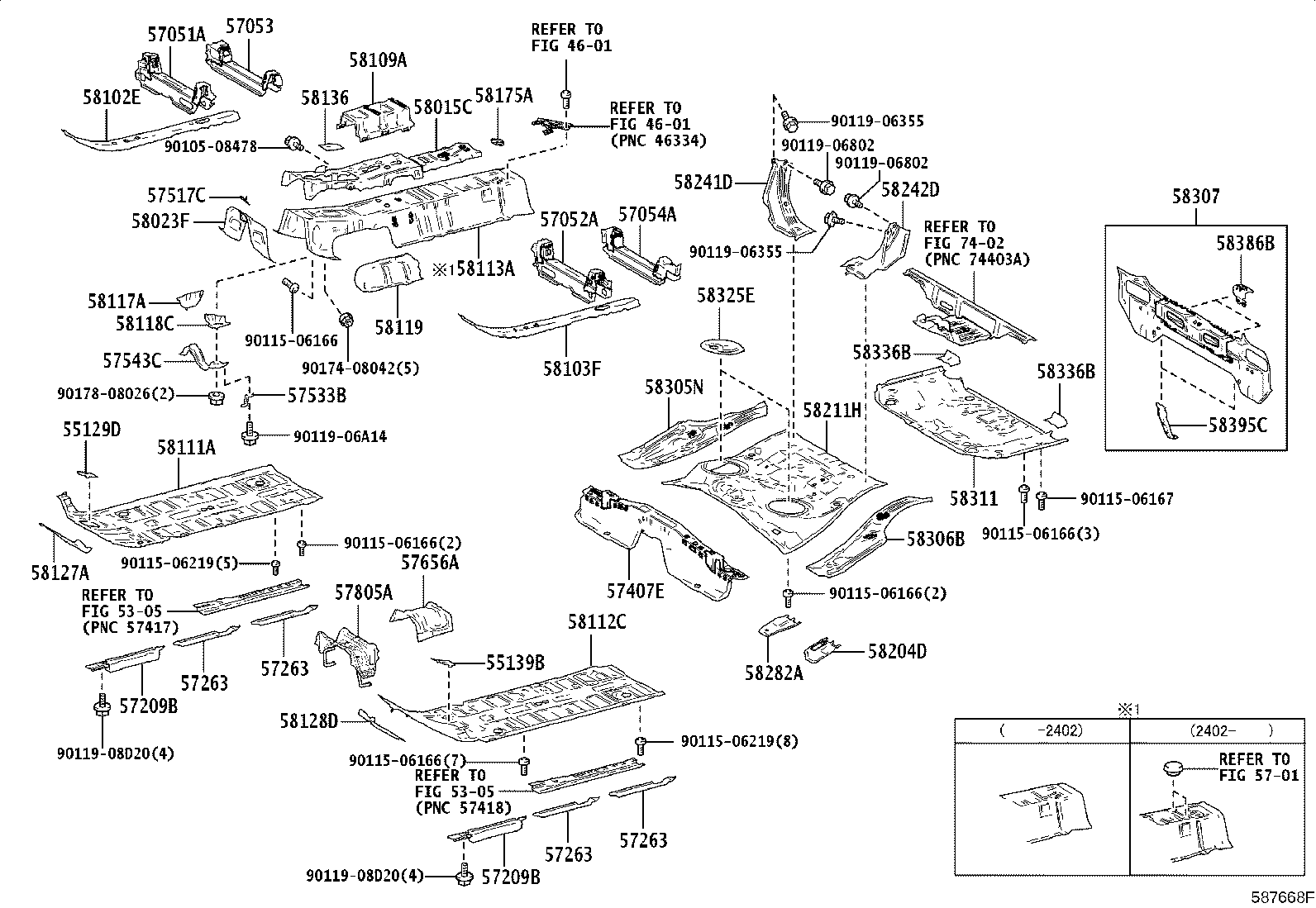 Toyota 57053-K0010 REINFORCEMENT SUB-ASSY, FRONT FLOOR CROSS MEMBER, RH