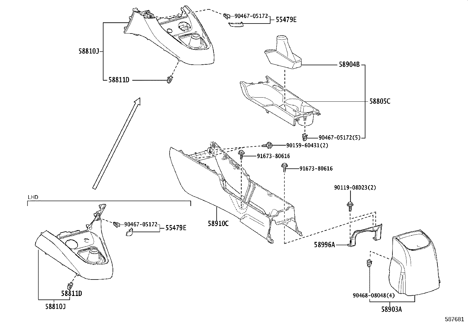 58813-52050 BOX, CONSOLE, UPPER product image