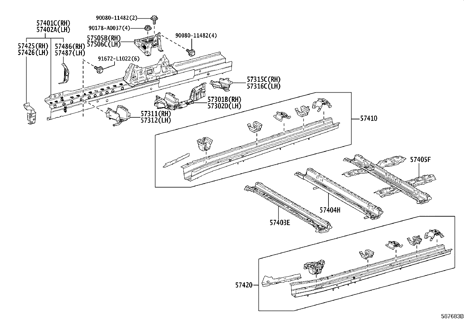 Toyota 57450-08030 MEMBER ASSY, FRONT FLOOR CROSS