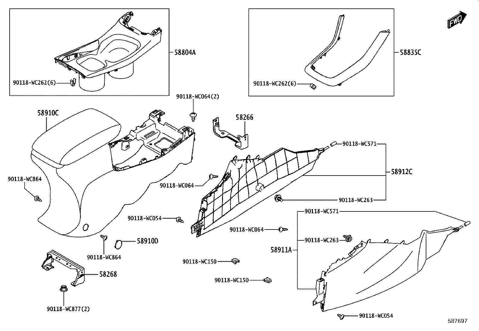 58810-WC004 BOX ASSY, CONSOLE, REAR product image