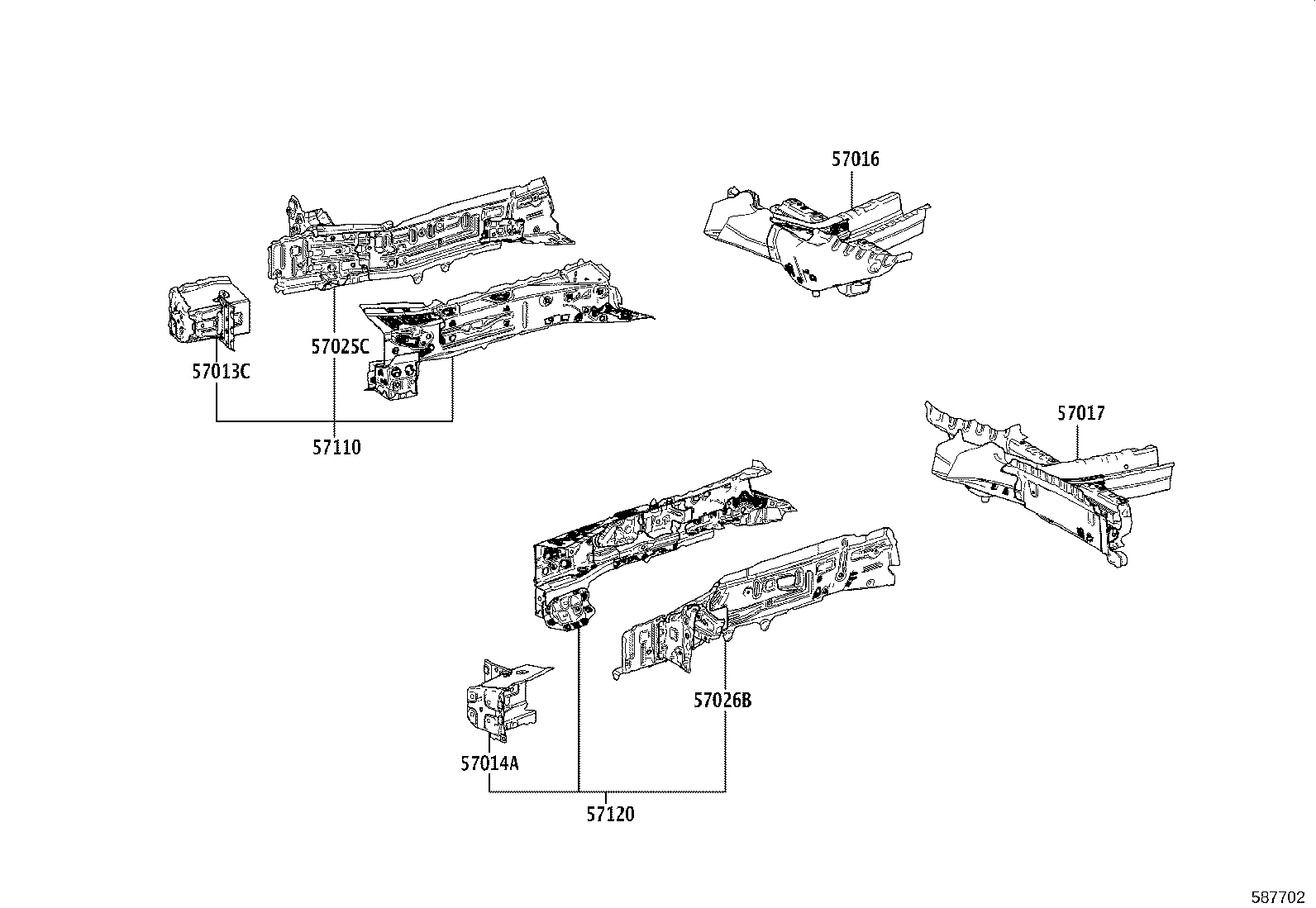 57025-08031 MEMBER SUB-ASSY, FRONT SIDE, OUTER RH product image