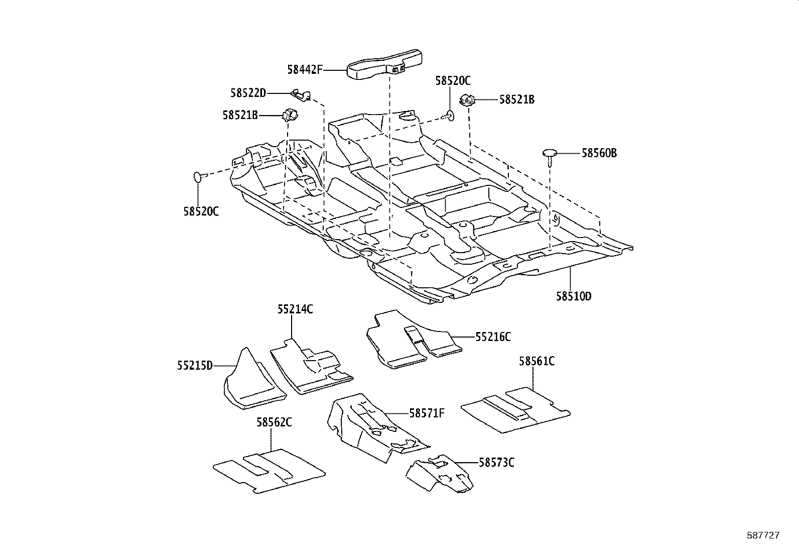 55216-0D071 PAD, DASH PANEL INSULATOR, NO.4 product image