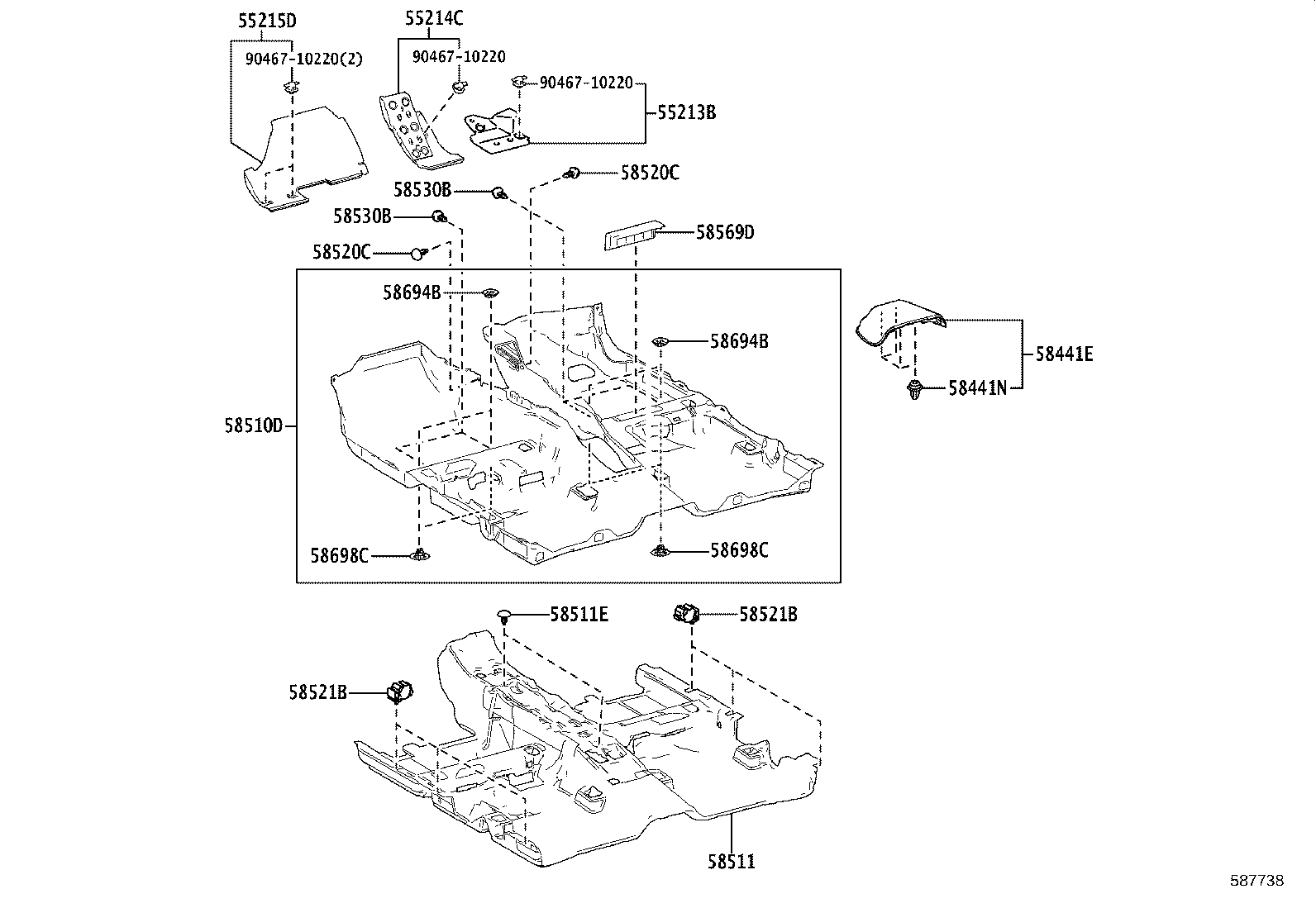 55214-76050 PAD, DASH PANEL INSULATOR, NO.2 product image