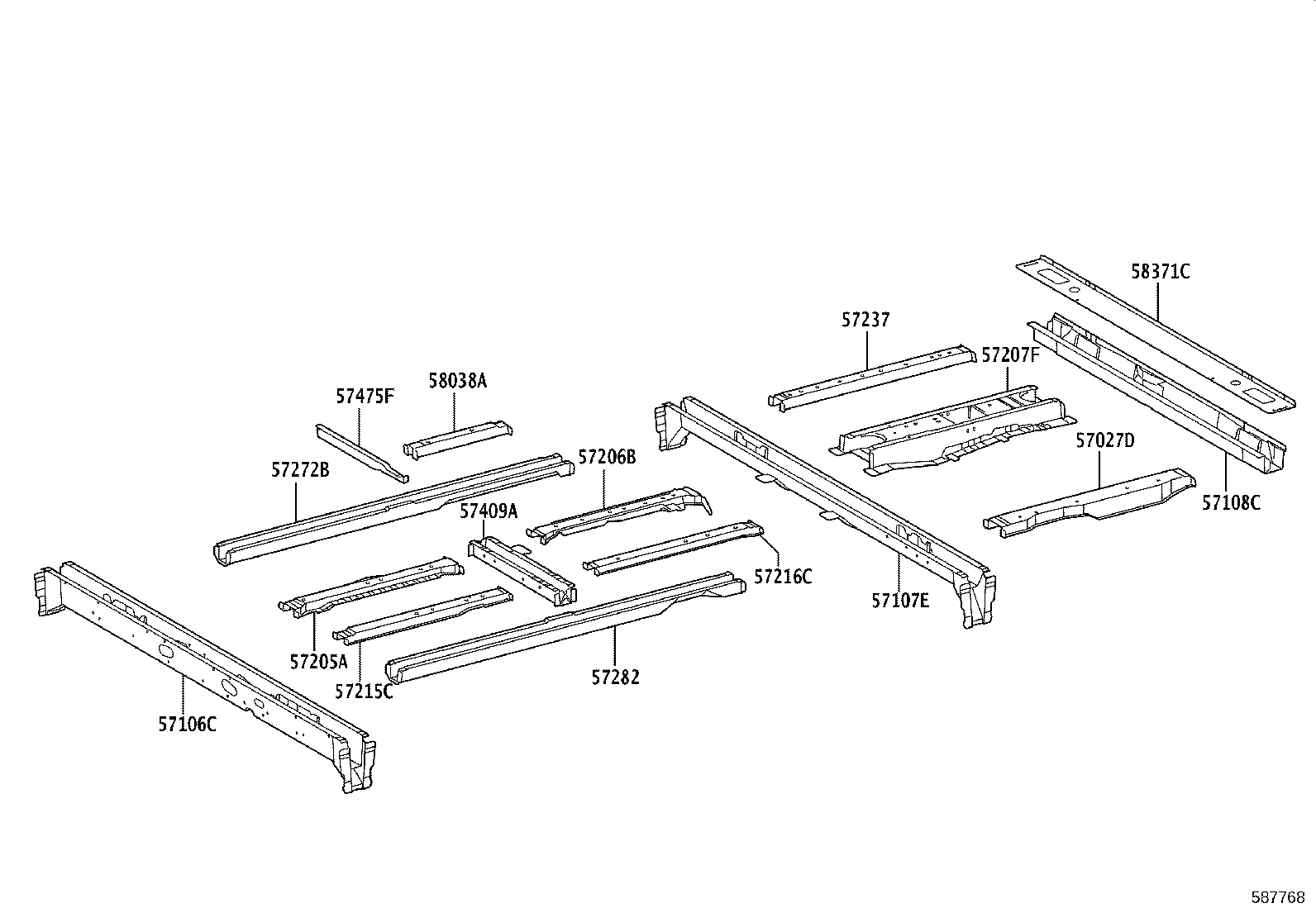 57104-36381 CROSSMEMBER SUB-ASSY, FLOOR, NO.4 product image