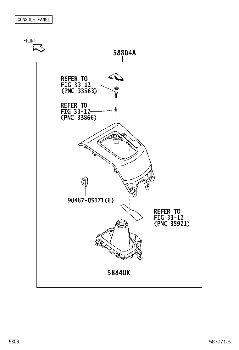 Toyota 58804-BZ070-C2 PANEL SUB-ASSY, CONSOLE, UPPER
